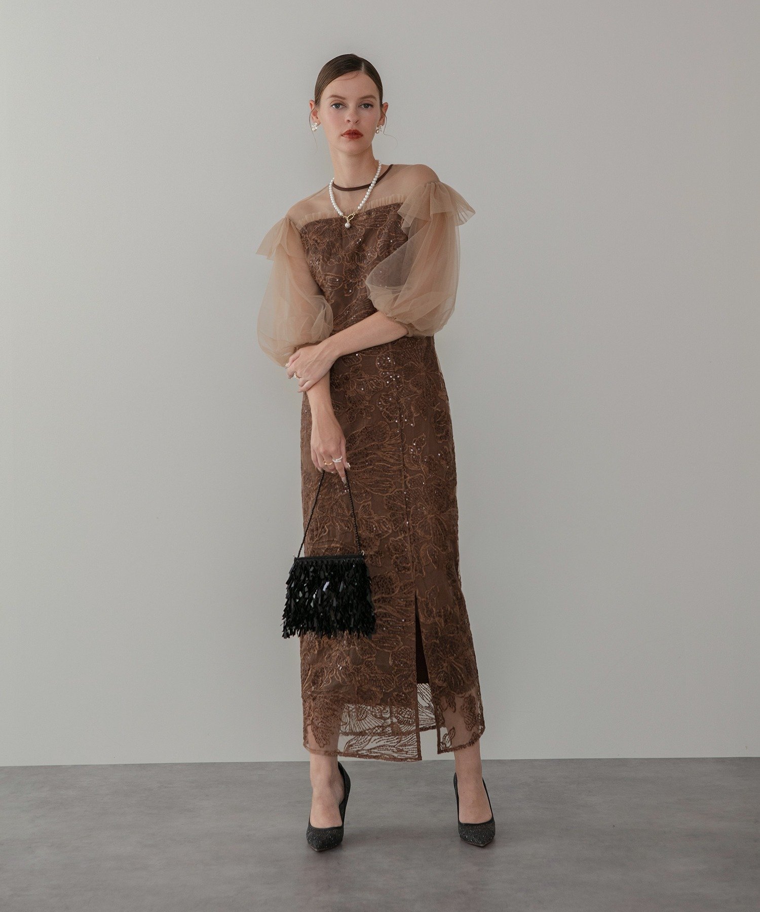 Leja｜Leja-フラワースパンコールシアーフリルスリーブIライン