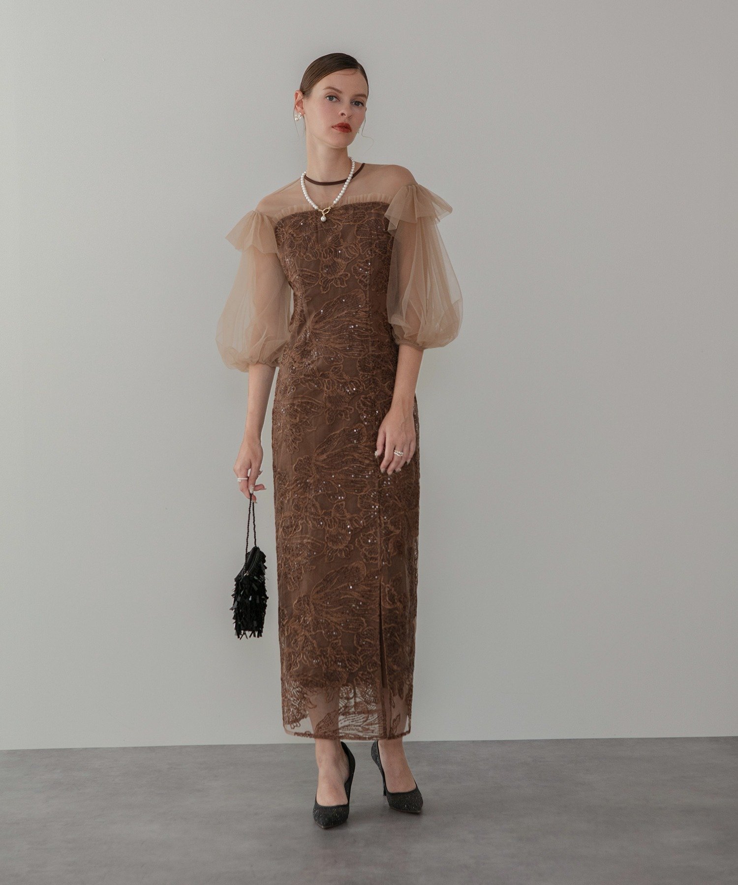 Leja｜Leja-フラワースパンコールシアーフリルスリーブIライン