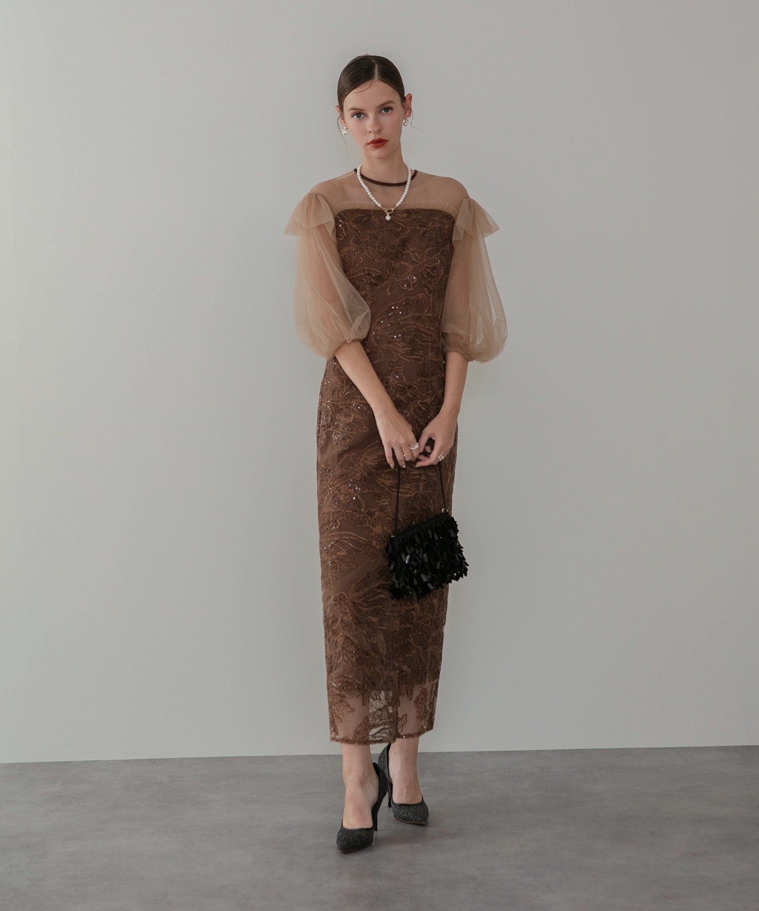 Leja｜Leja-フラワースパンコールシアーフリルスリーブIライン