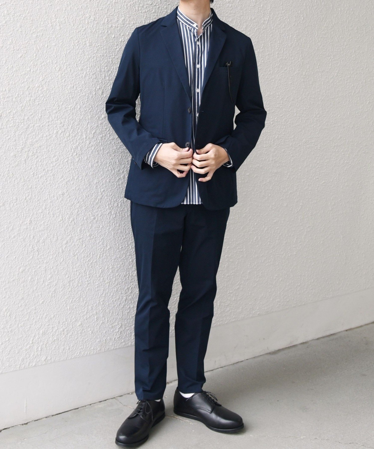 新品 XL相当 ONLY スーツ セットアップ 洗える ストレッチ ネイビー