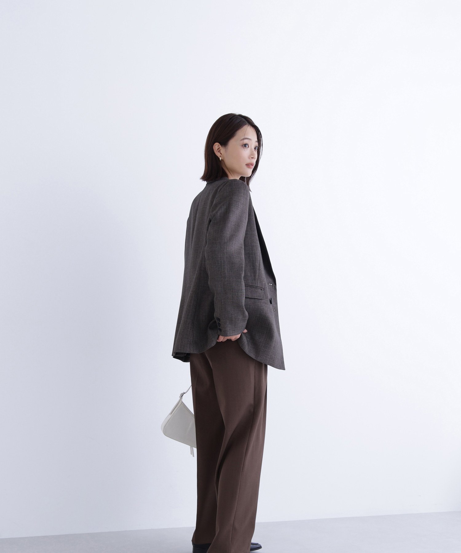 NATURAL BEAUTY BASIC｜シャークスキン SETUPダブルブレストジャケット