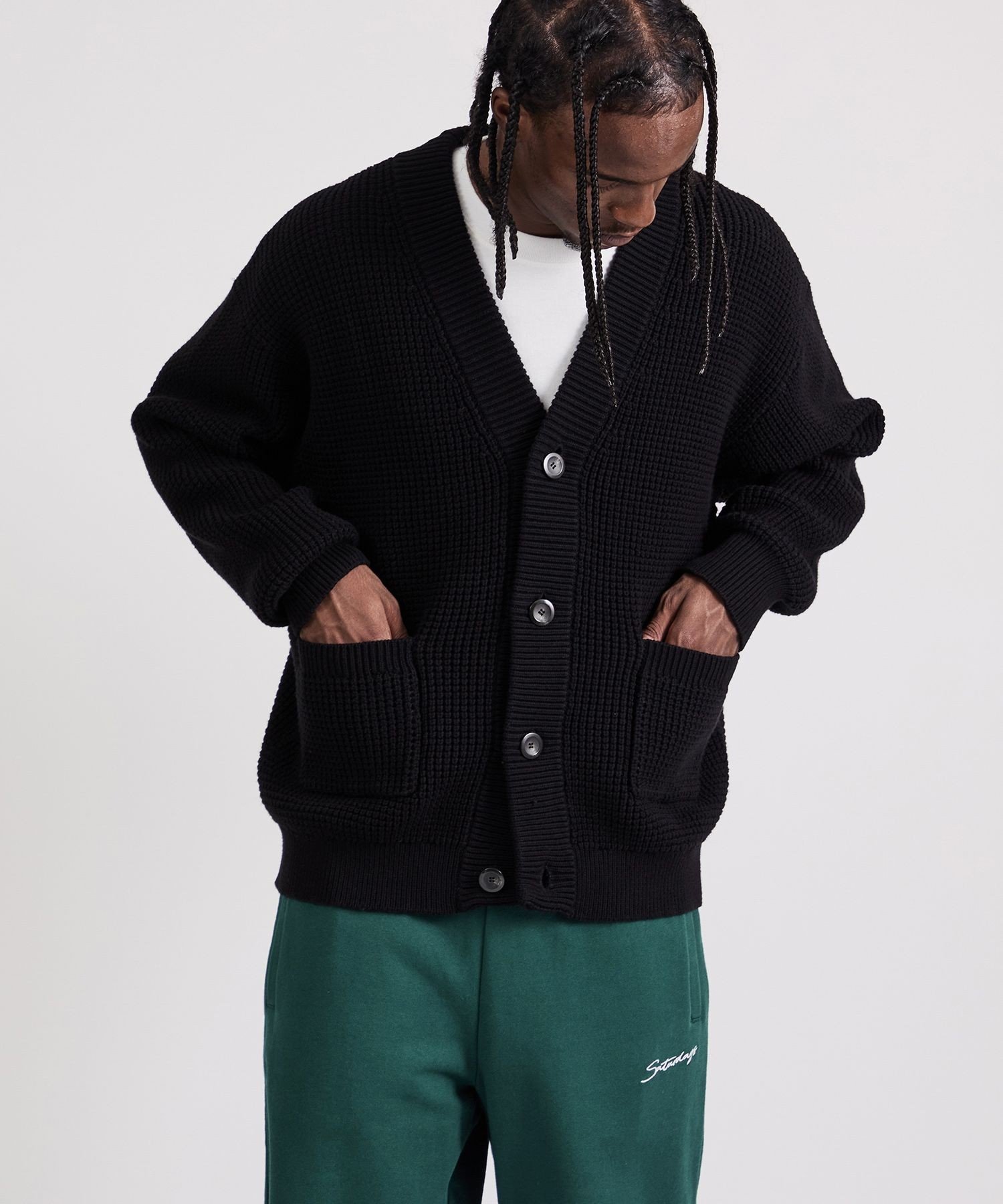 Saturdays NYC｜Michael Plaited Waffle Cardigan | Rakuten Fashion