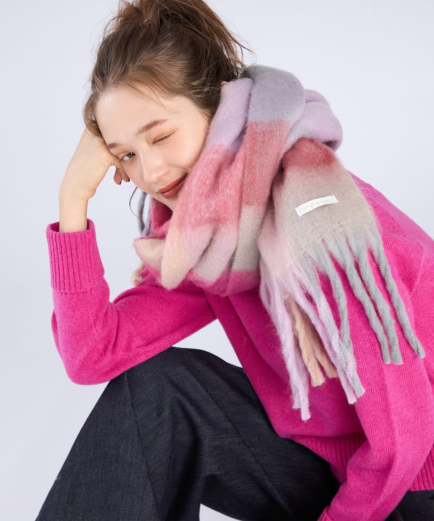 agnes b.｜WEB限定 ブロックチェック ストール | Rakuten Fashion(楽天