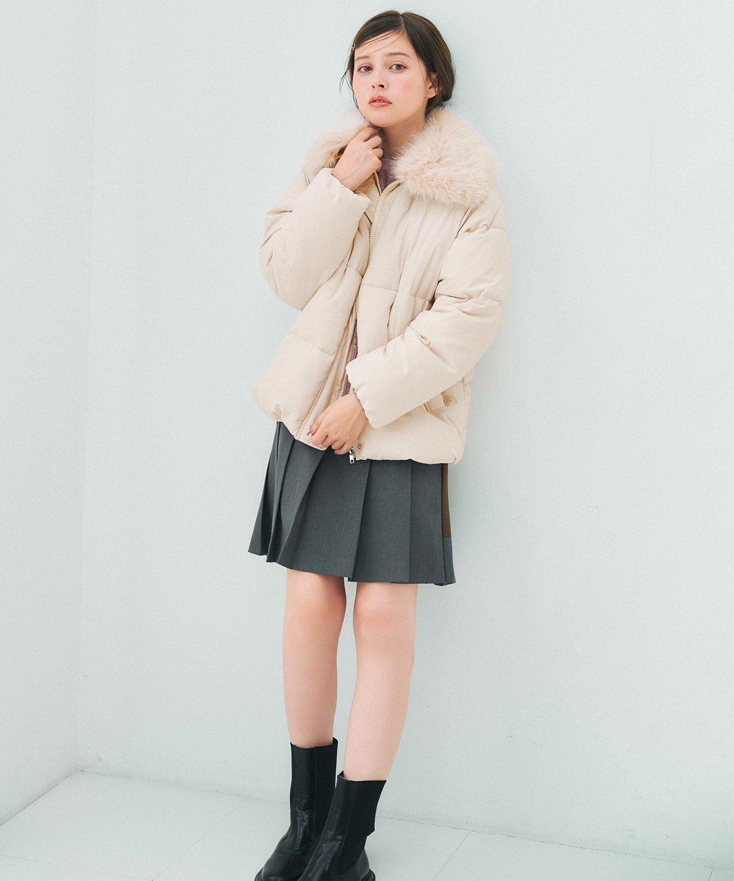 Feroux｜ファーカラー付き・ダウン見え中綿 ジャケット | Rakuten