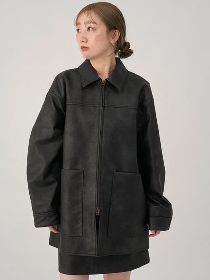 emmi｜フェイクレザーダブルジップブルゾン | Rakuten Fashion(楽天