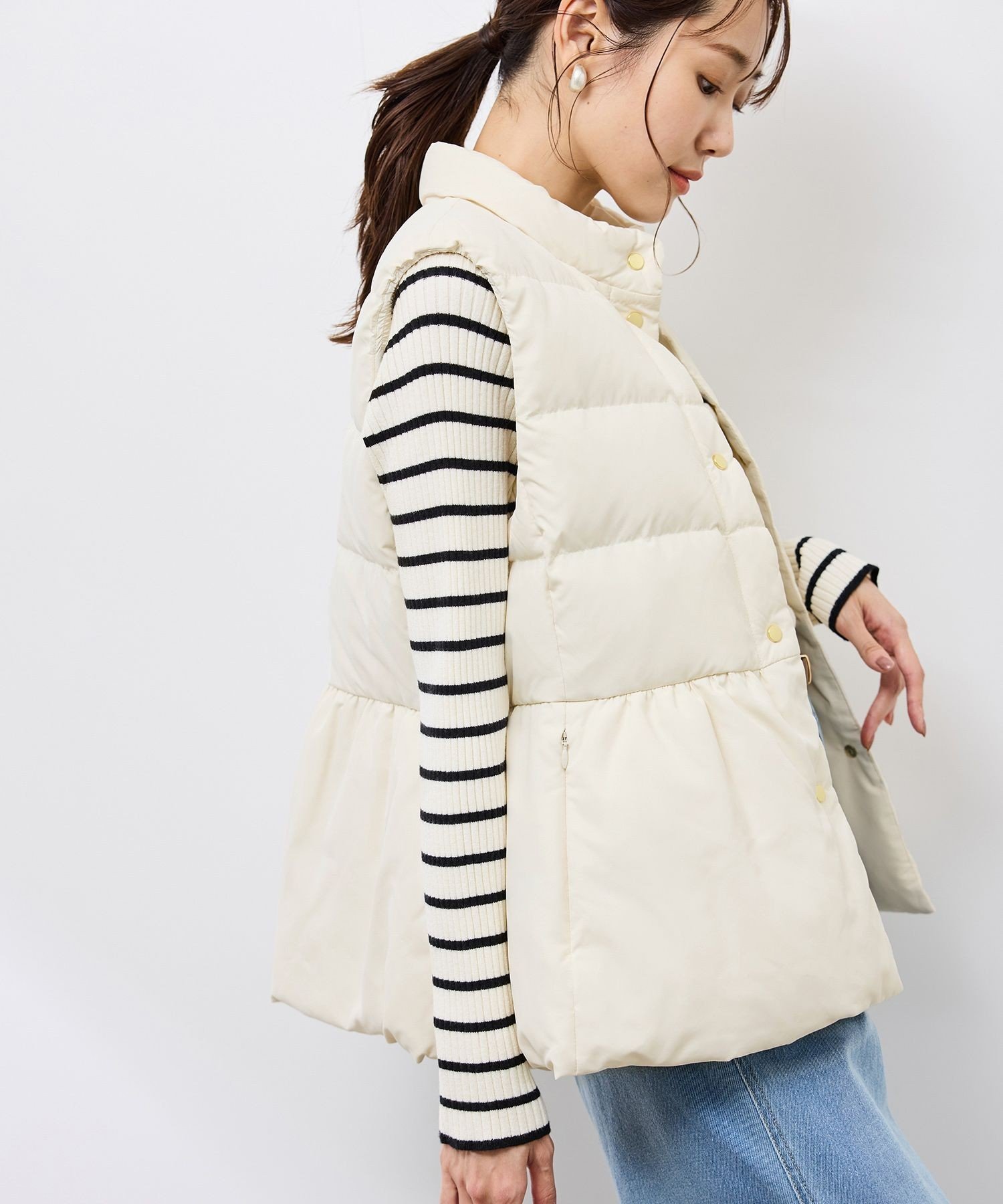 ROPE' PICNIC｜【GREEN DOWN/グリーンダウン】ペプラムダウンベスト