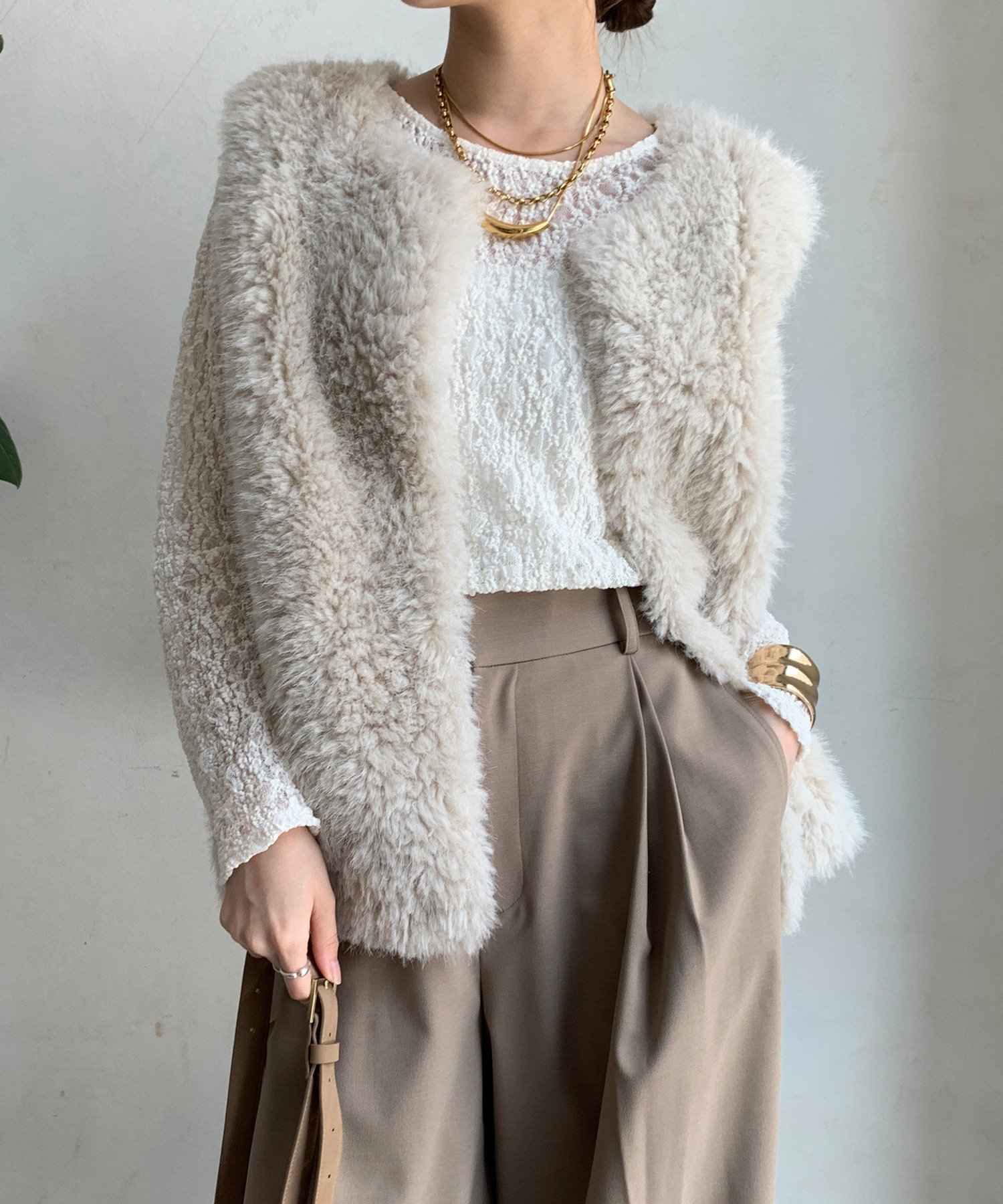 DOUDOU｜フェイクカシミヤファーベスト | Rakuten Fashion(楽天