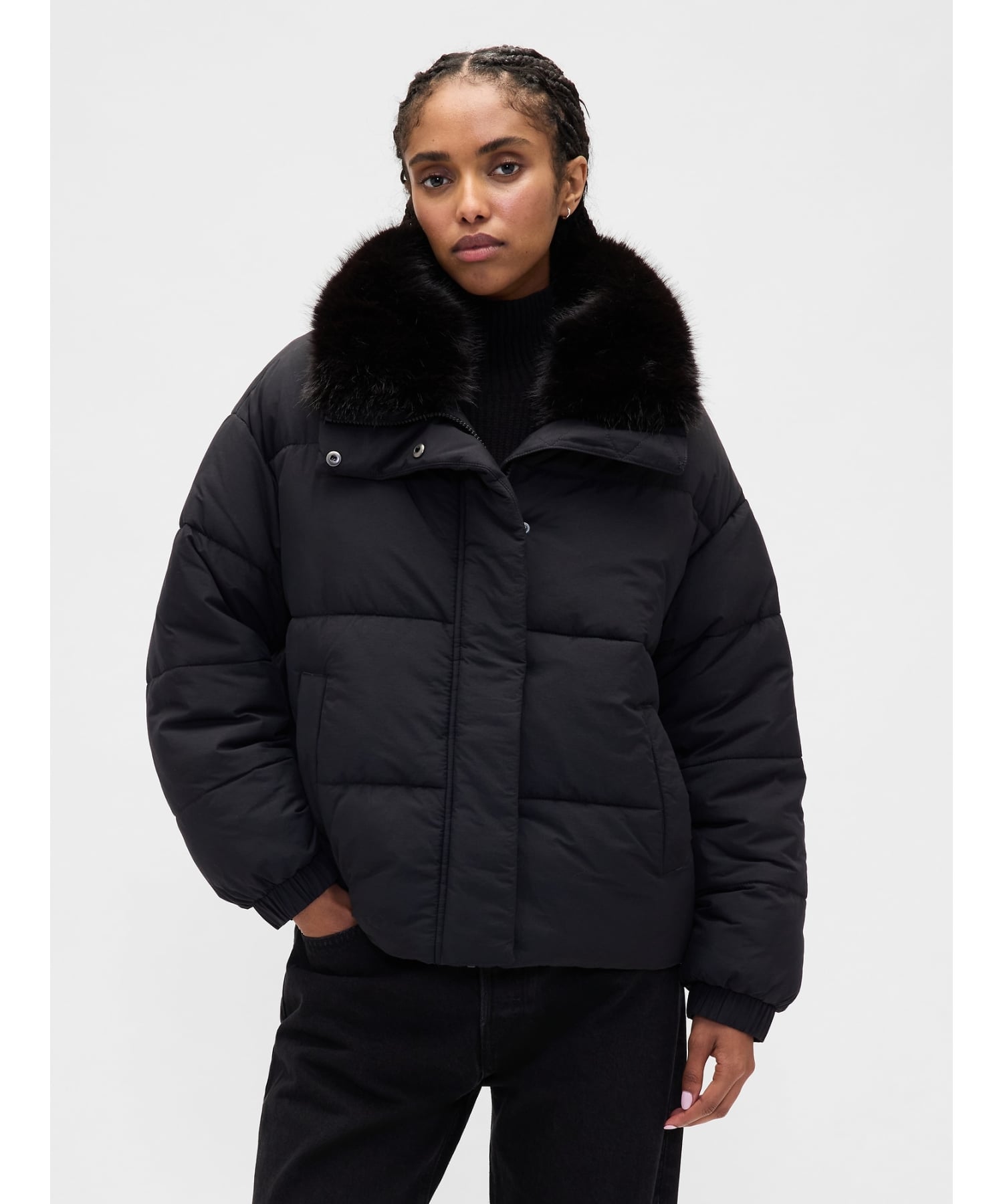 GAP｜(W)フェイクファートリミング パファージャケット | Rakuten