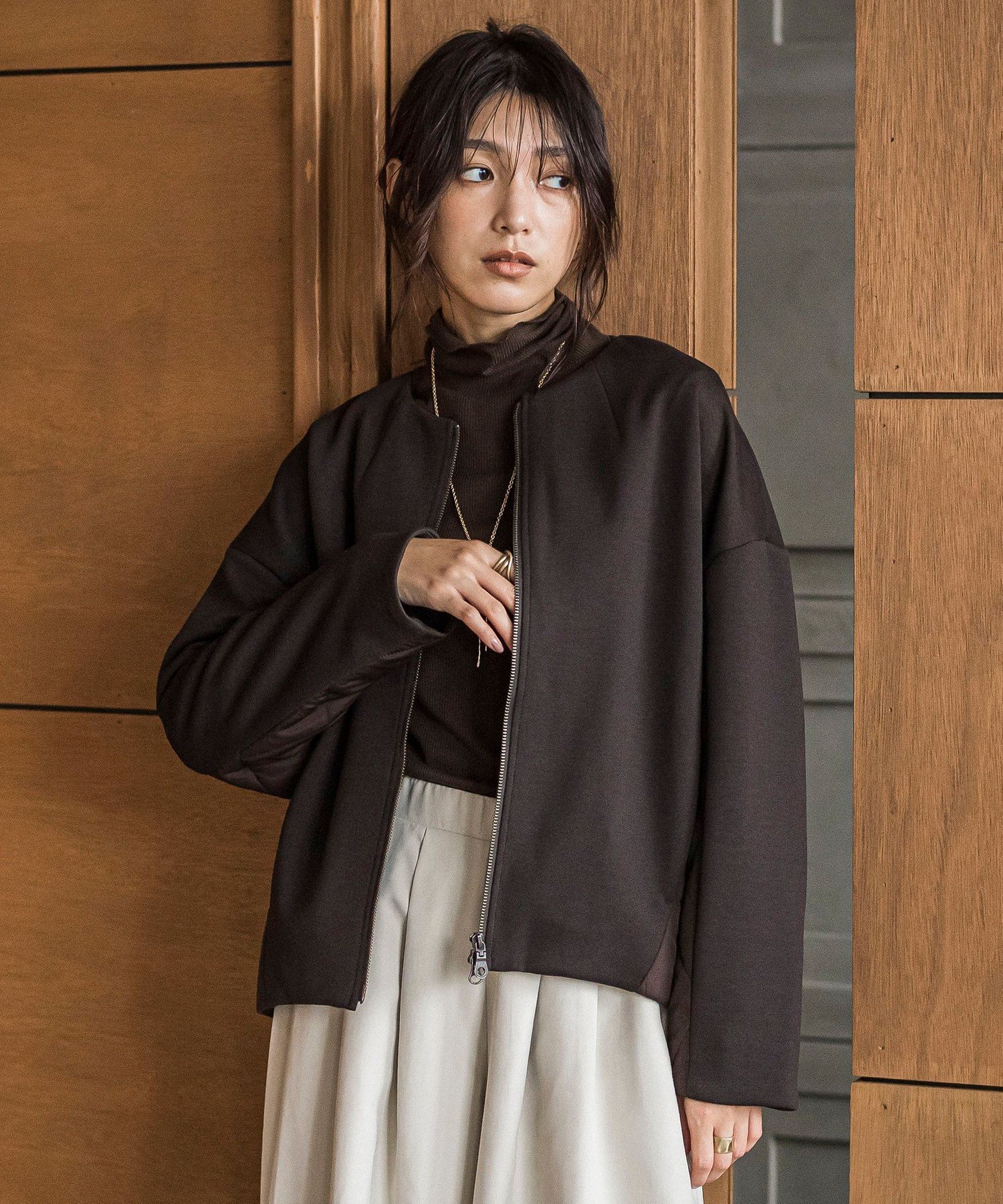 MAYSON GREY｜ダンボール*キルティングミドルノーカラーブルゾン