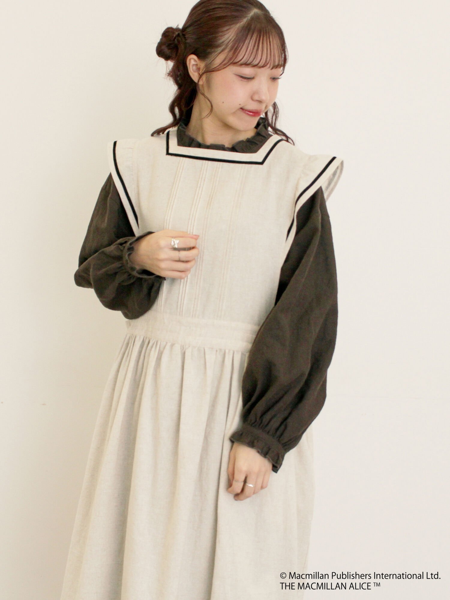 Samansa Mos2｜【Alice*Samansa Mos2】配色エプロンワンピース