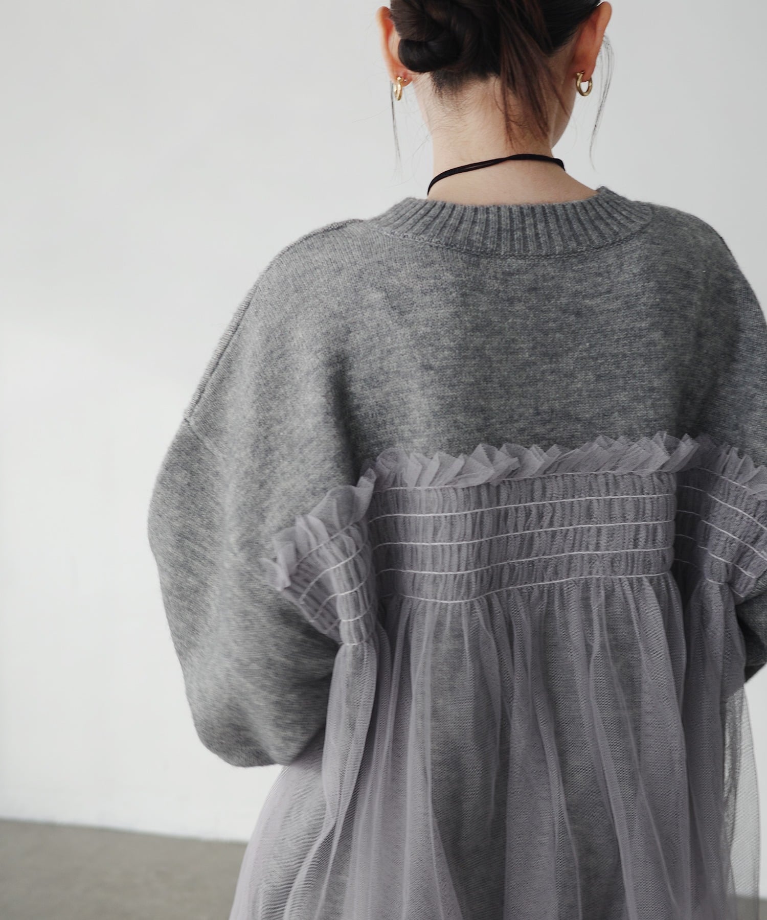 andme｜チュール ドッキング ビスチェ風 ニット トップス | Rakuten