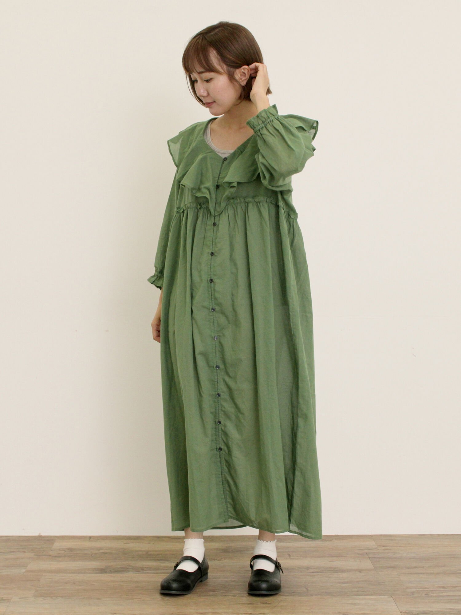 Samansa Mos2｜【S/Mサイズ】柄アソート襟フリル2WAYワンピース