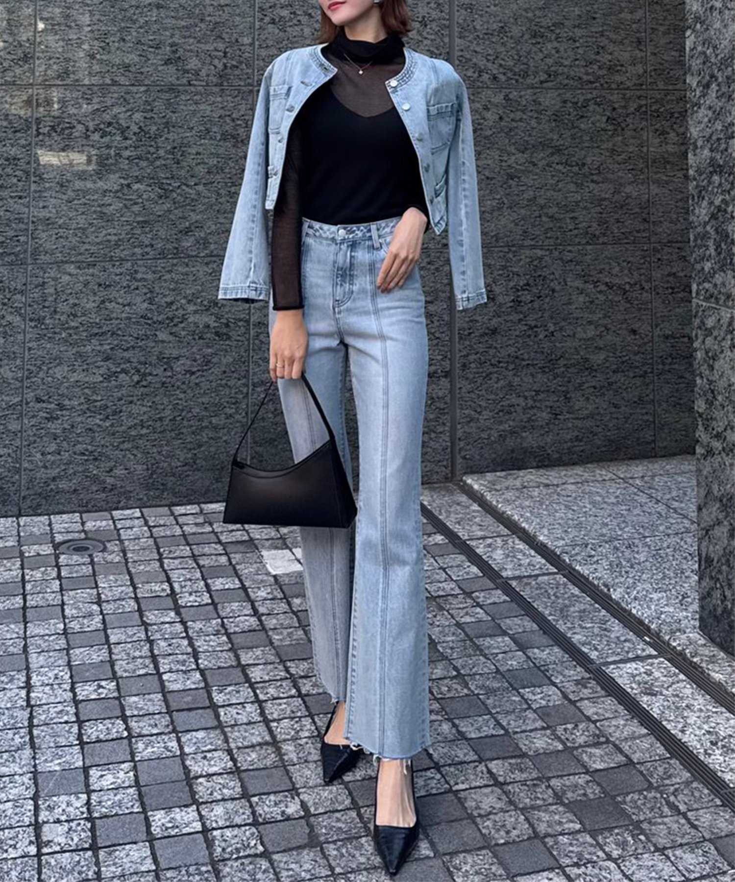 anuans｜ノーカラーデニムジャケット | Rakuten Fashion(楽天