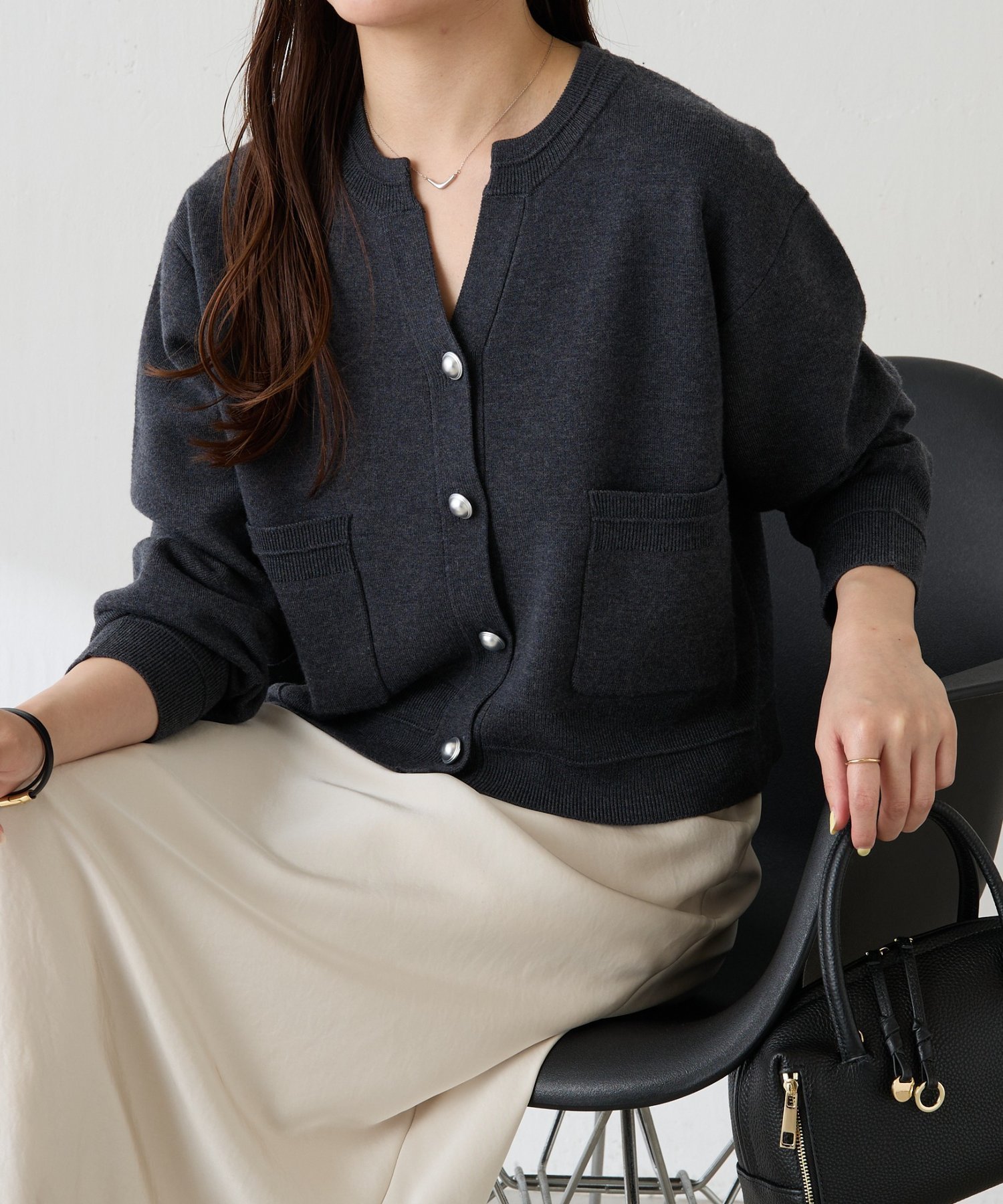 COLLAGE GALLARDAGALANTE｜スキッパースウェットライクカーディガン