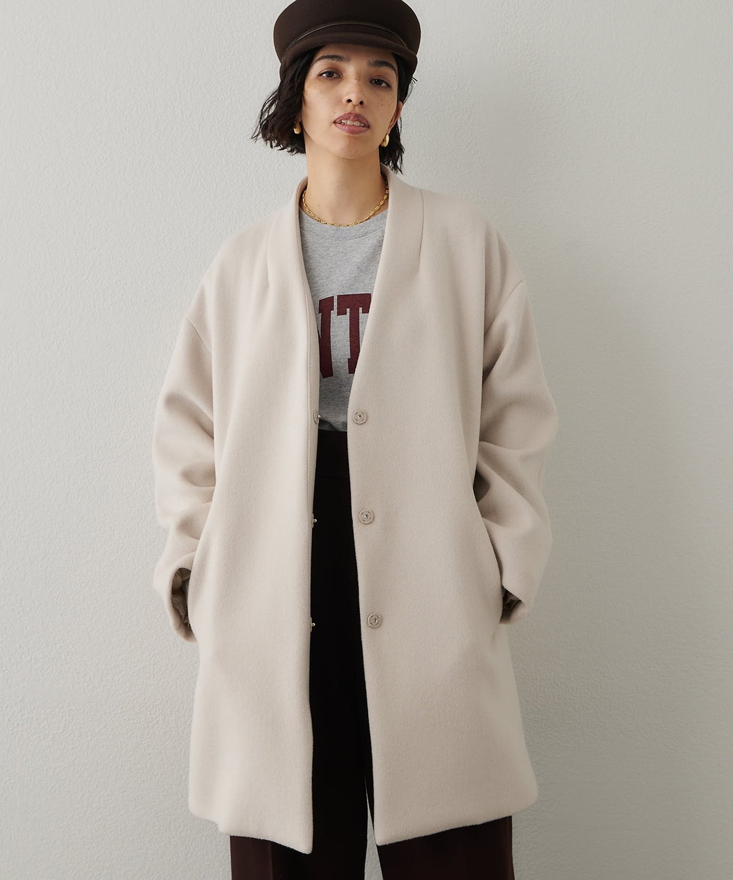 Whim Gazette｜ダブルビーバーミドルコート | Rakuten Fashion(楽天