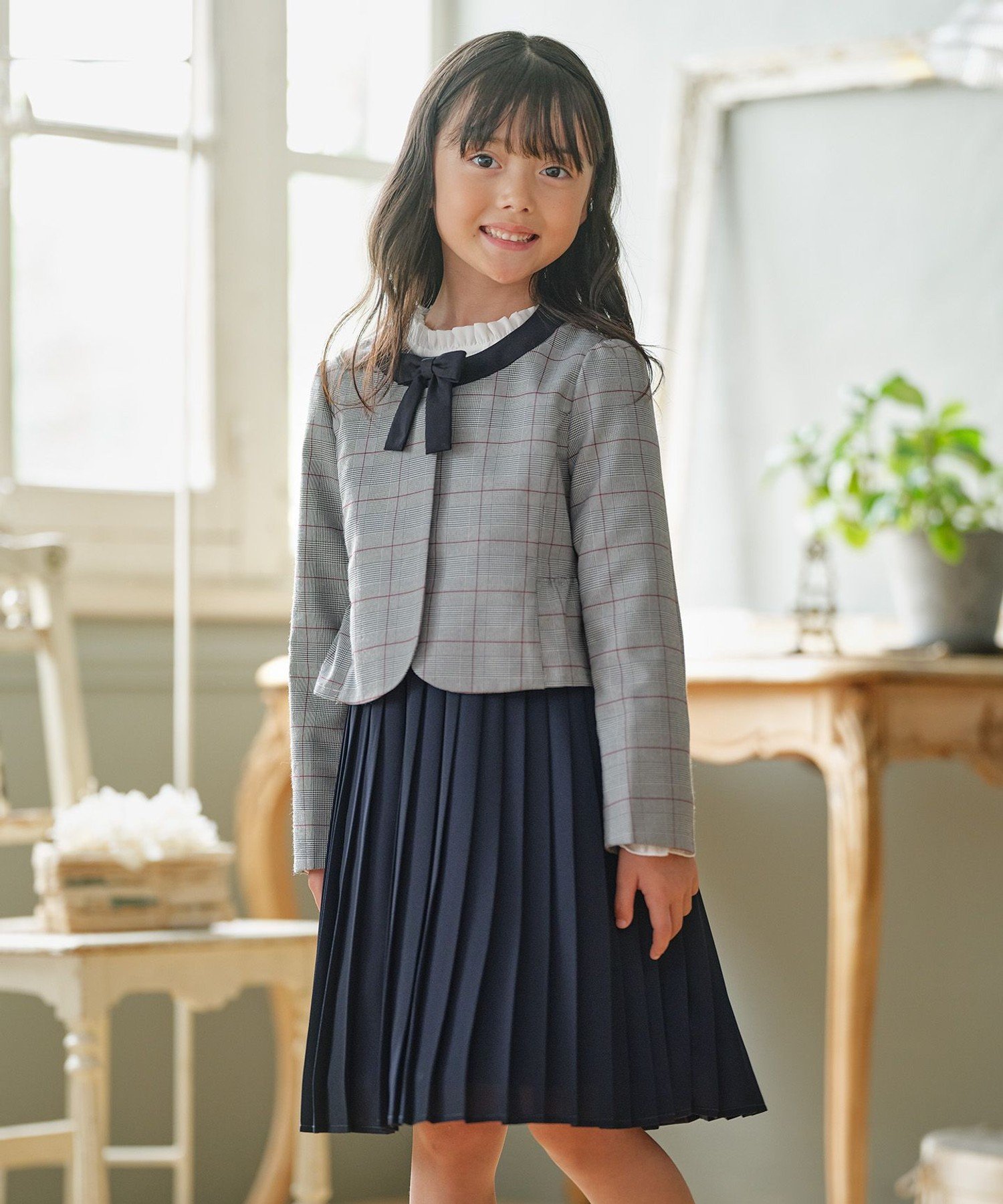 組曲｜【110-140cm】グレンチェックジャケット&プリーツワンピース
