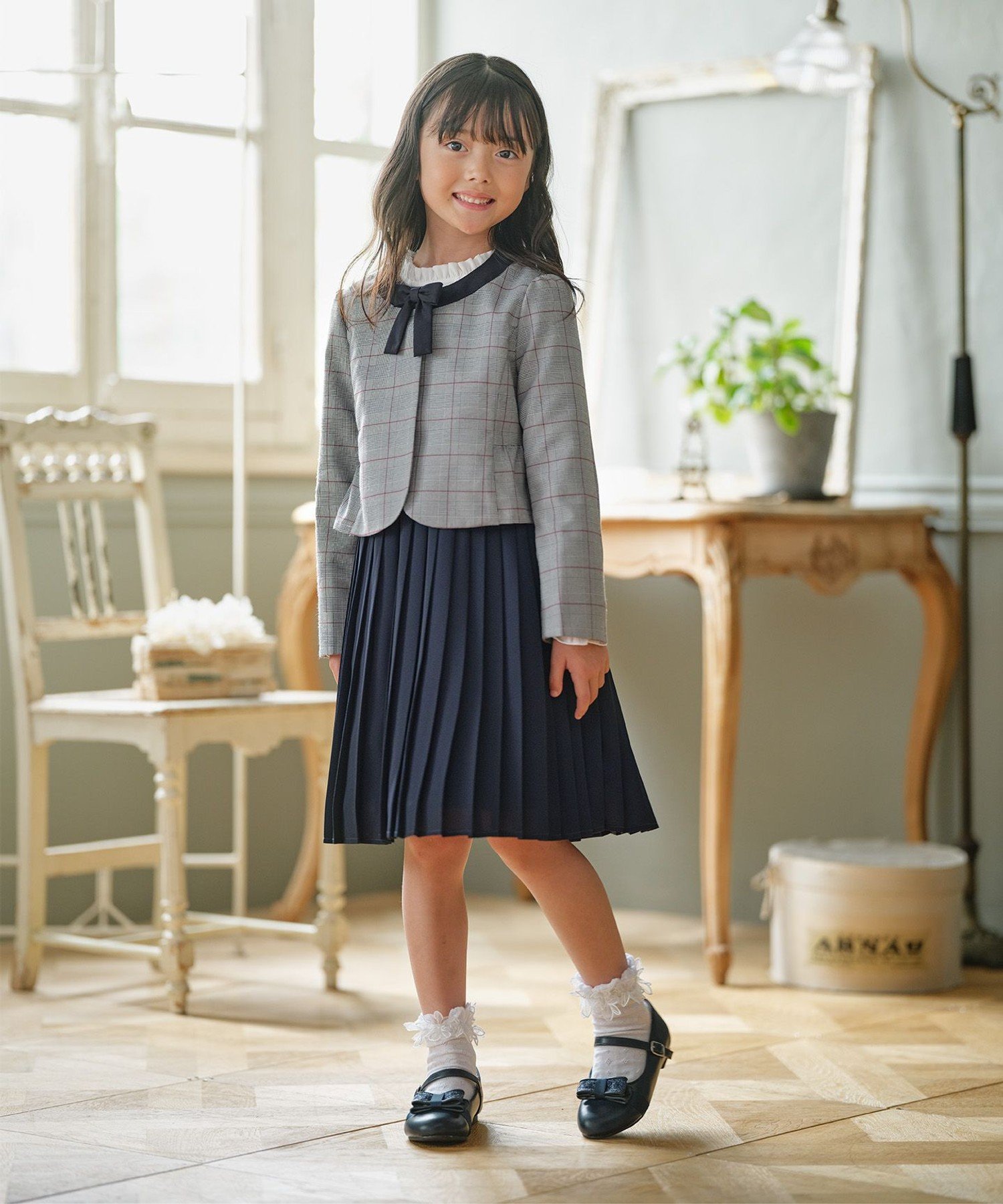 組曲｜【110-140cm】グレンチェックジャケット&プリーツワンピース