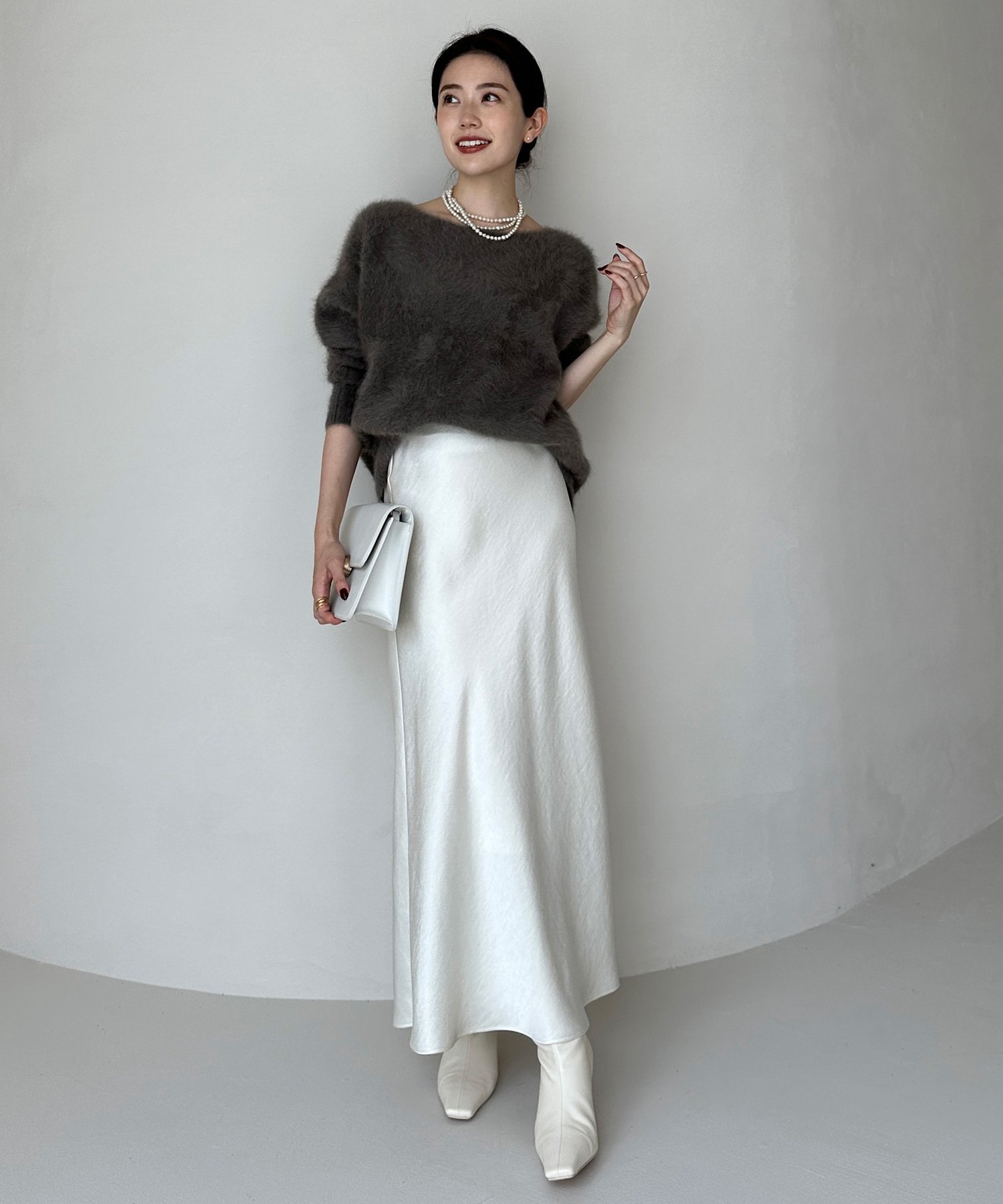 anuans｜サテンバイアスナロースカート | Rakuten Fashion(楽天