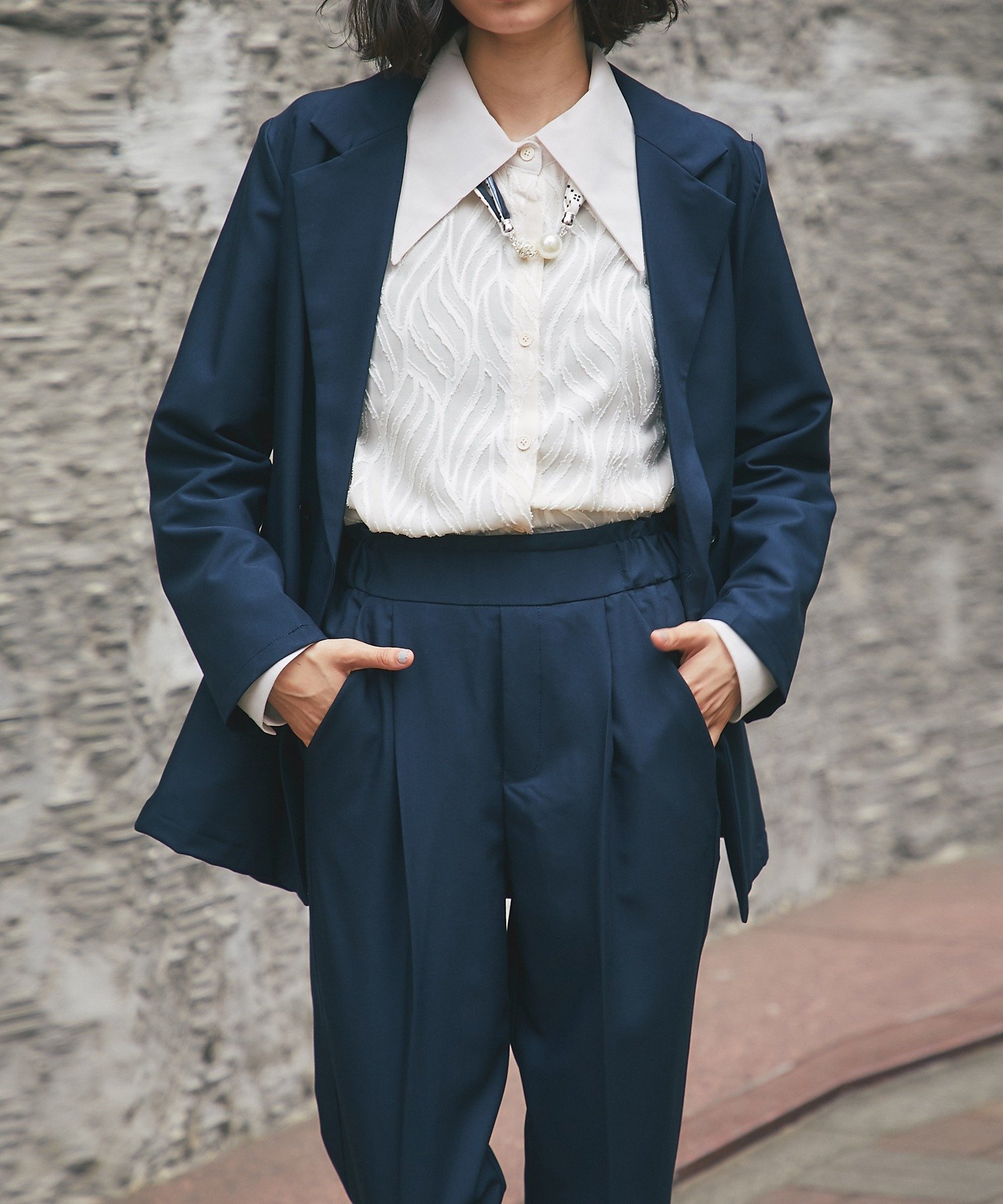 SMILE ORCHID｜ウォッシャブル生地ダブルテーラードジャケット