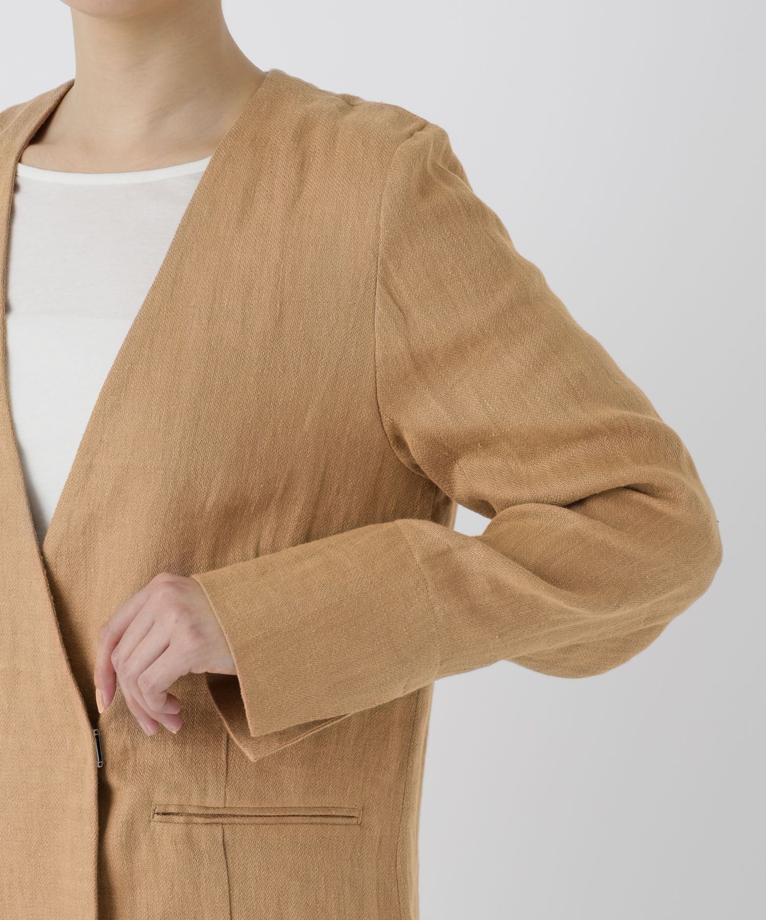 BABYLONE｜リネンノーカラージャケット | Rakuten Fashion(楽天