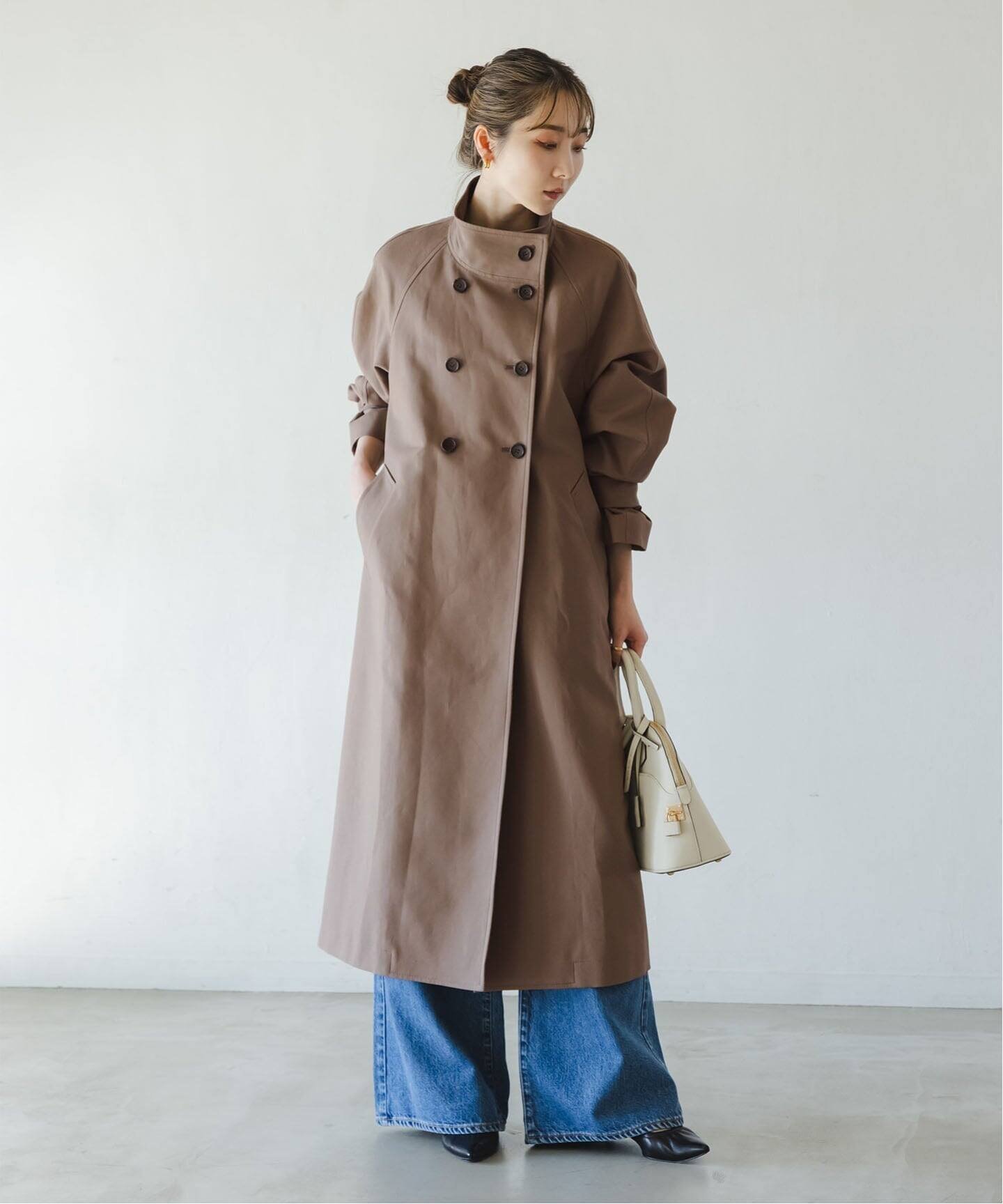 NOBLE｜コットンダブルクロスハイネックロングコート | Rakuten