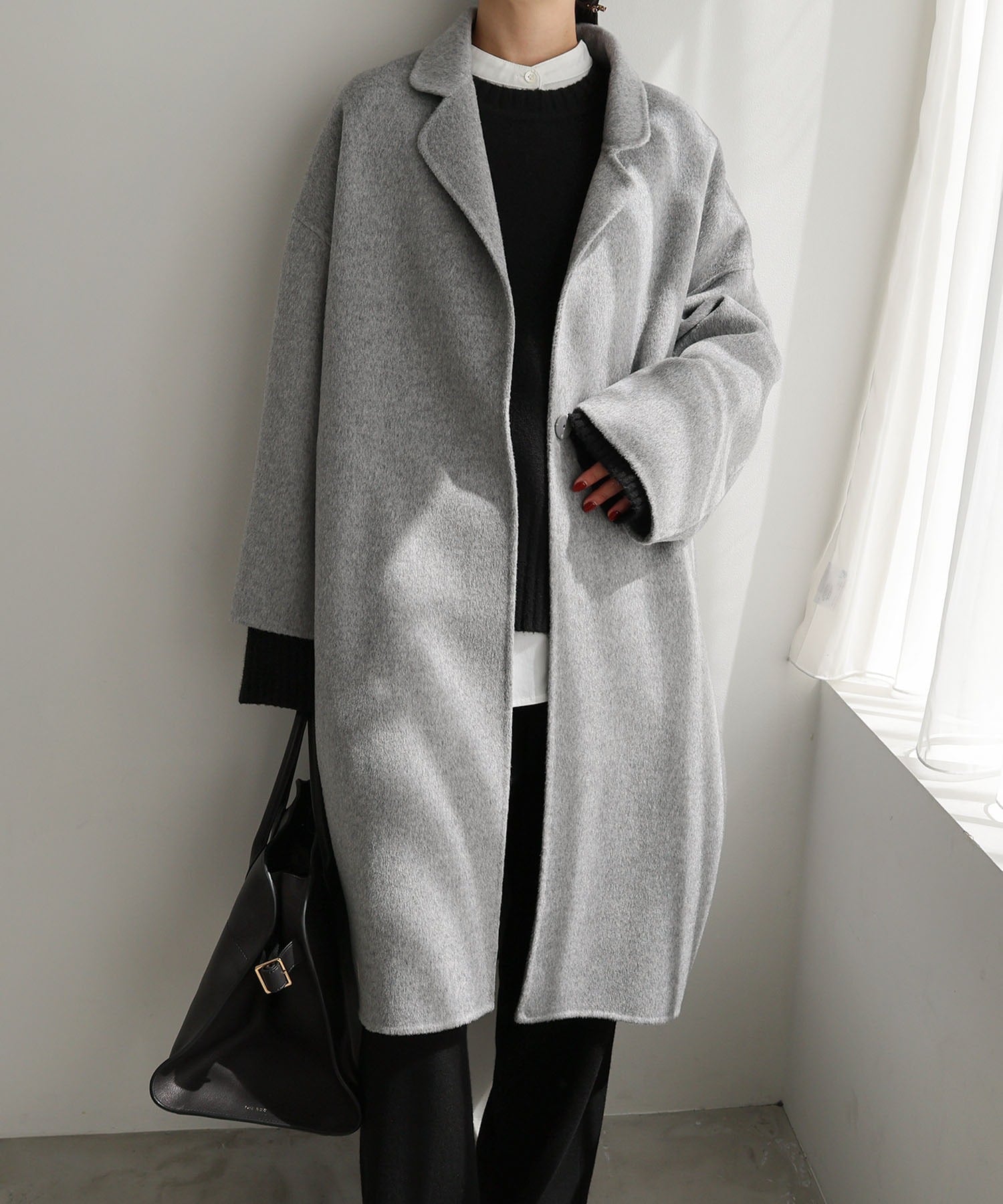 andme｜リバー ロング コクーン コート evernavy エバーネイビー