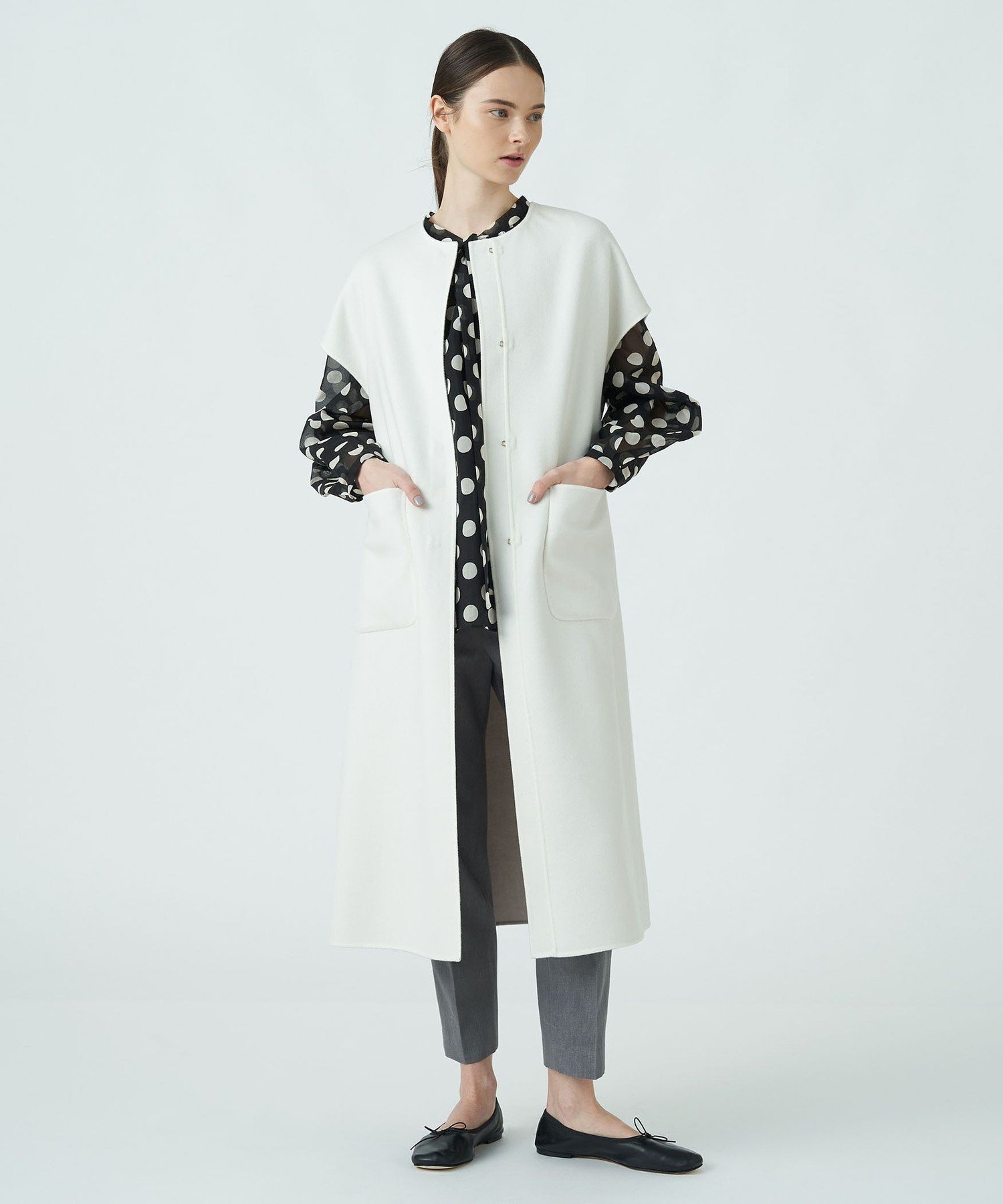 TOMORROWLAND｜ウールカシミヤライトリバー ベルテッドロングジレ