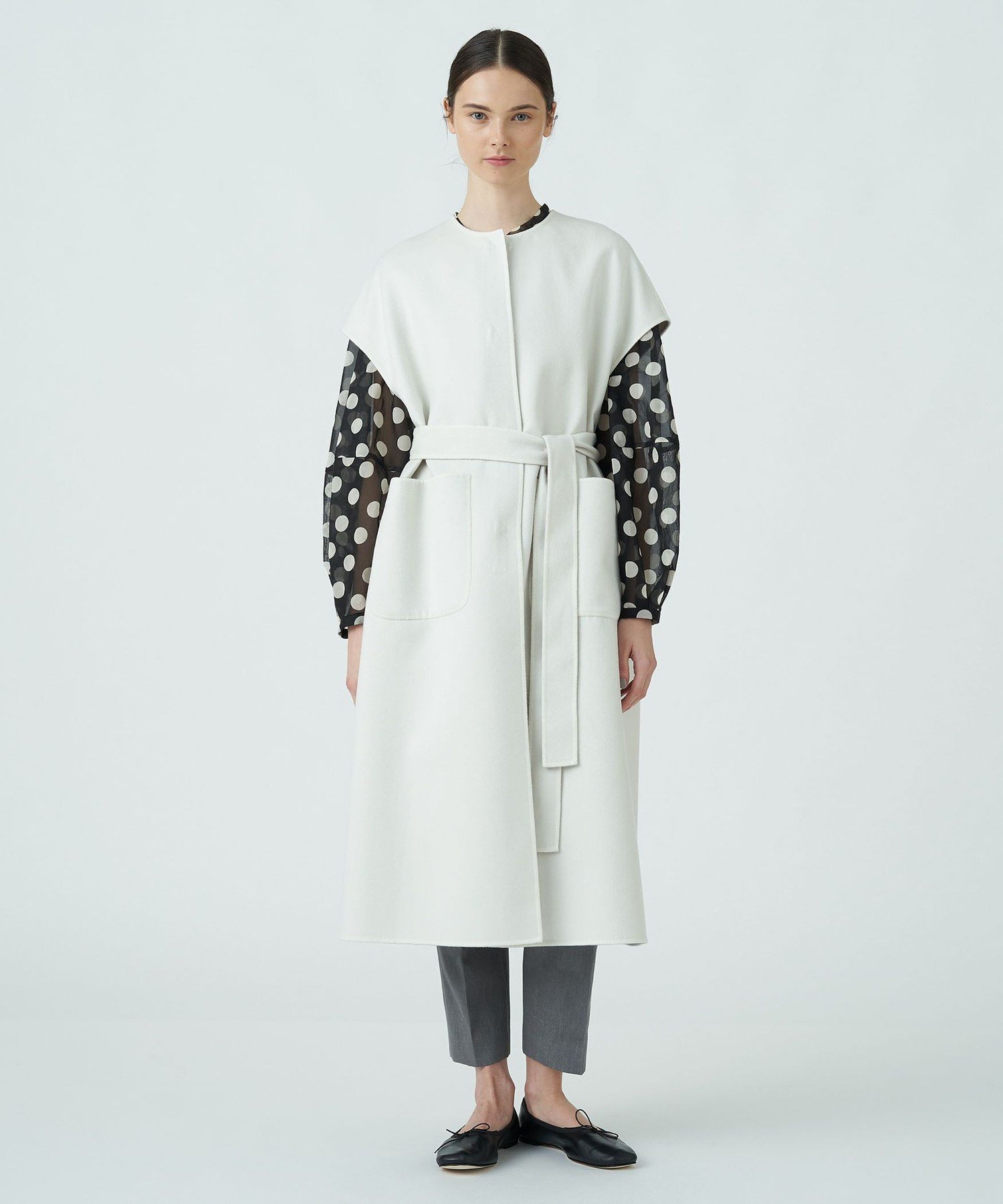 TOMORROWLAND｜ウールカシミヤライトリバー ベルテッドロングジレ