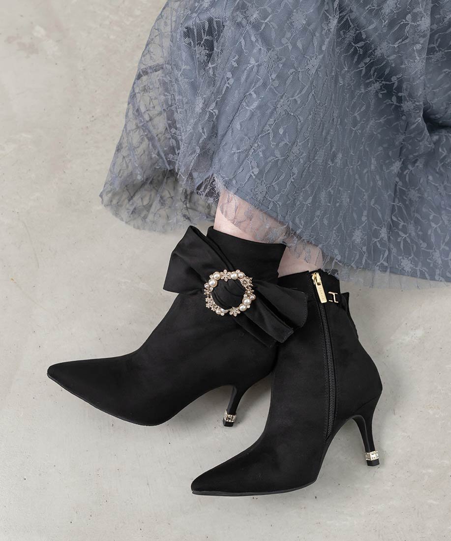 RANDA｜2WAY ビジュー*リボン ショートブーツ | Rakuten Fashion(楽天