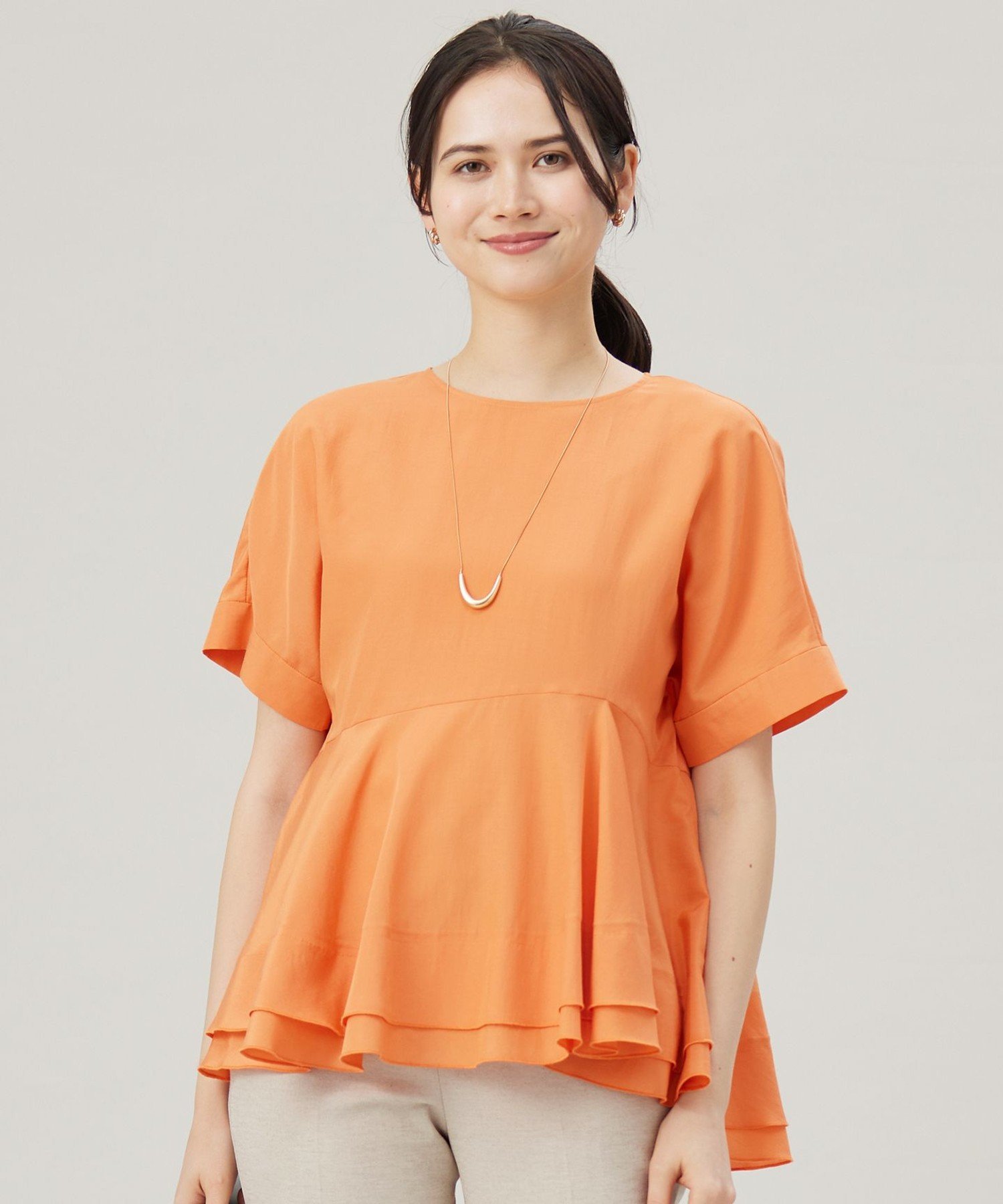 自由区｜【洗える】ソフトリネンペプラム ブラウス | Rakuten Fashion