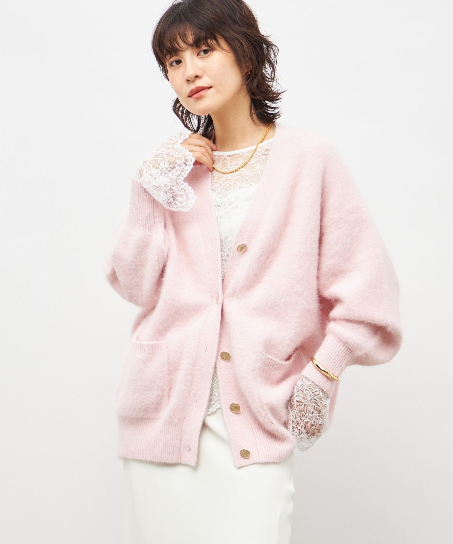 NOLLEY'S｜カシミヤ混ヘアリーVネックカーディガン | Rakuten Fashion