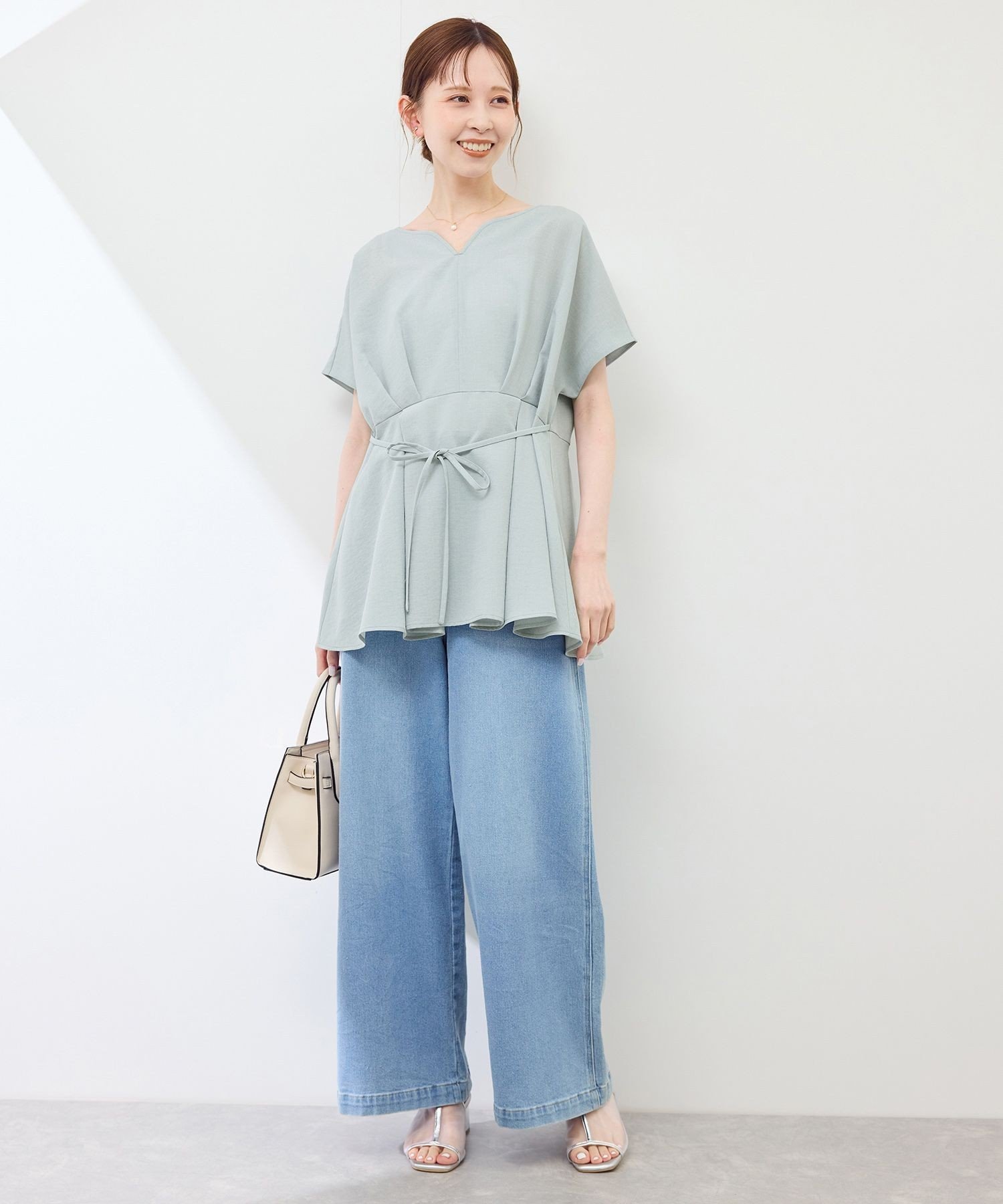 ROPE' PICNIC｜【接触冷感】ハートネックペプラムブラウス | Rakuten