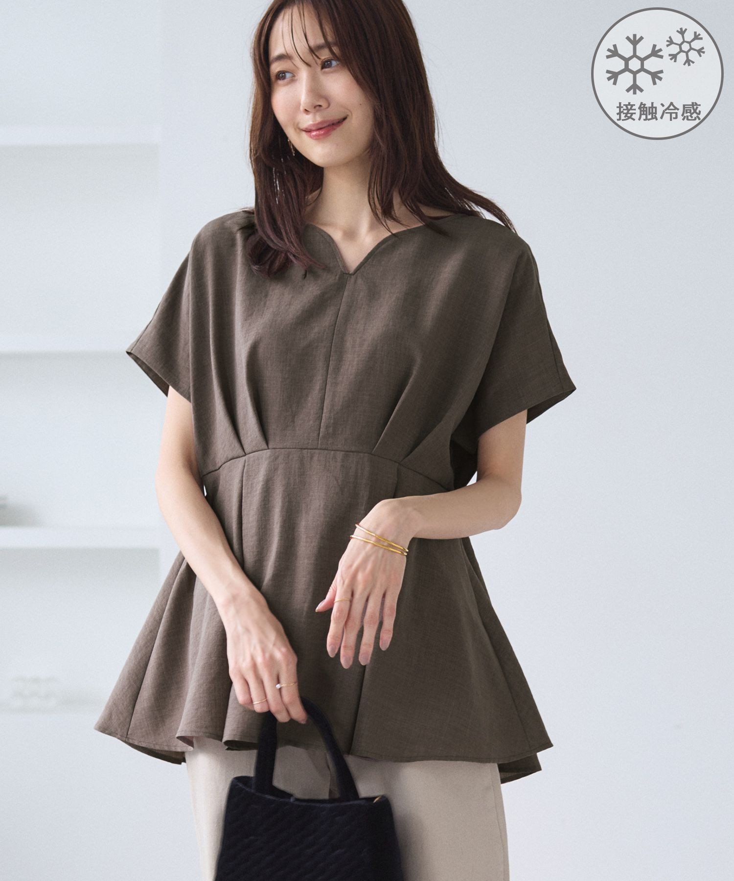 ROPE' PICNIC｜【接触冷感】ハートネックペプラムブラウス | Rakuten