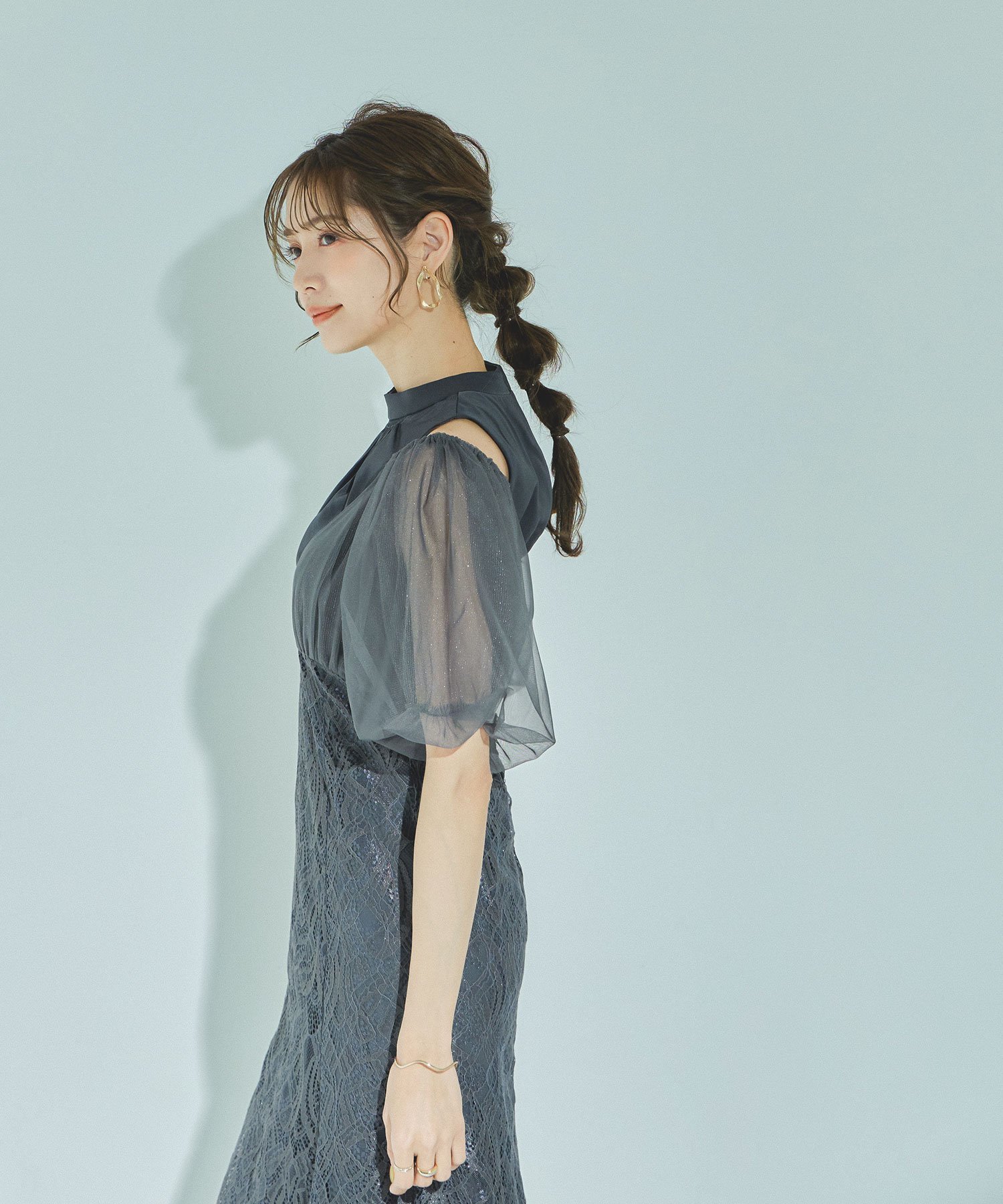 bflat｜オフショルダーマーメイドレースパーティードレス | Rakuten