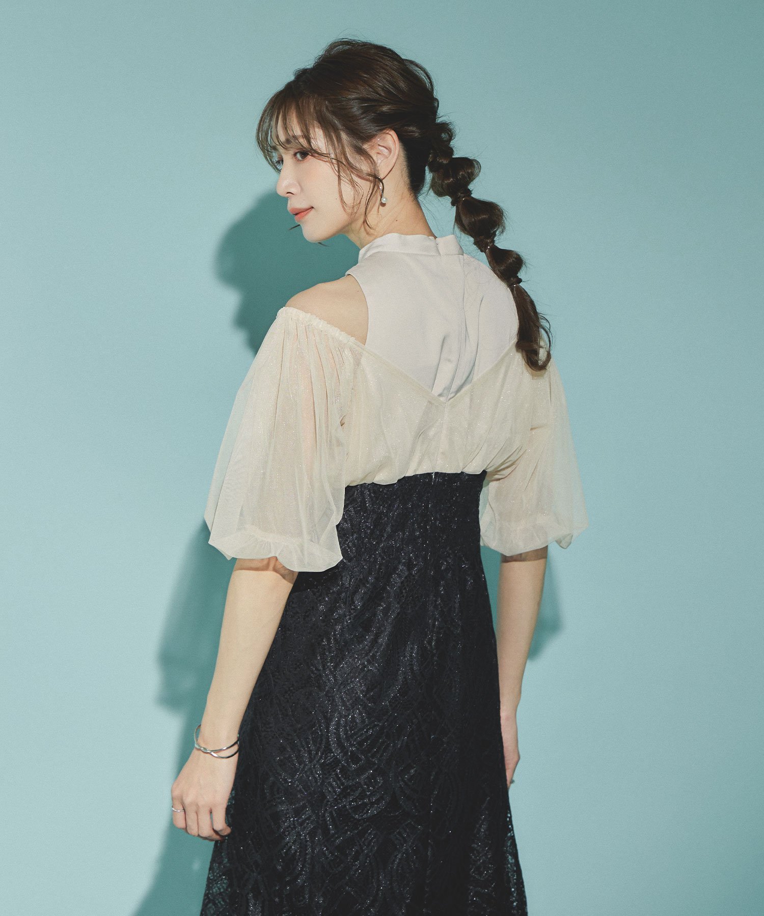 bflat｜オフショルダーマーメイドレースパーティードレス | Rakuten