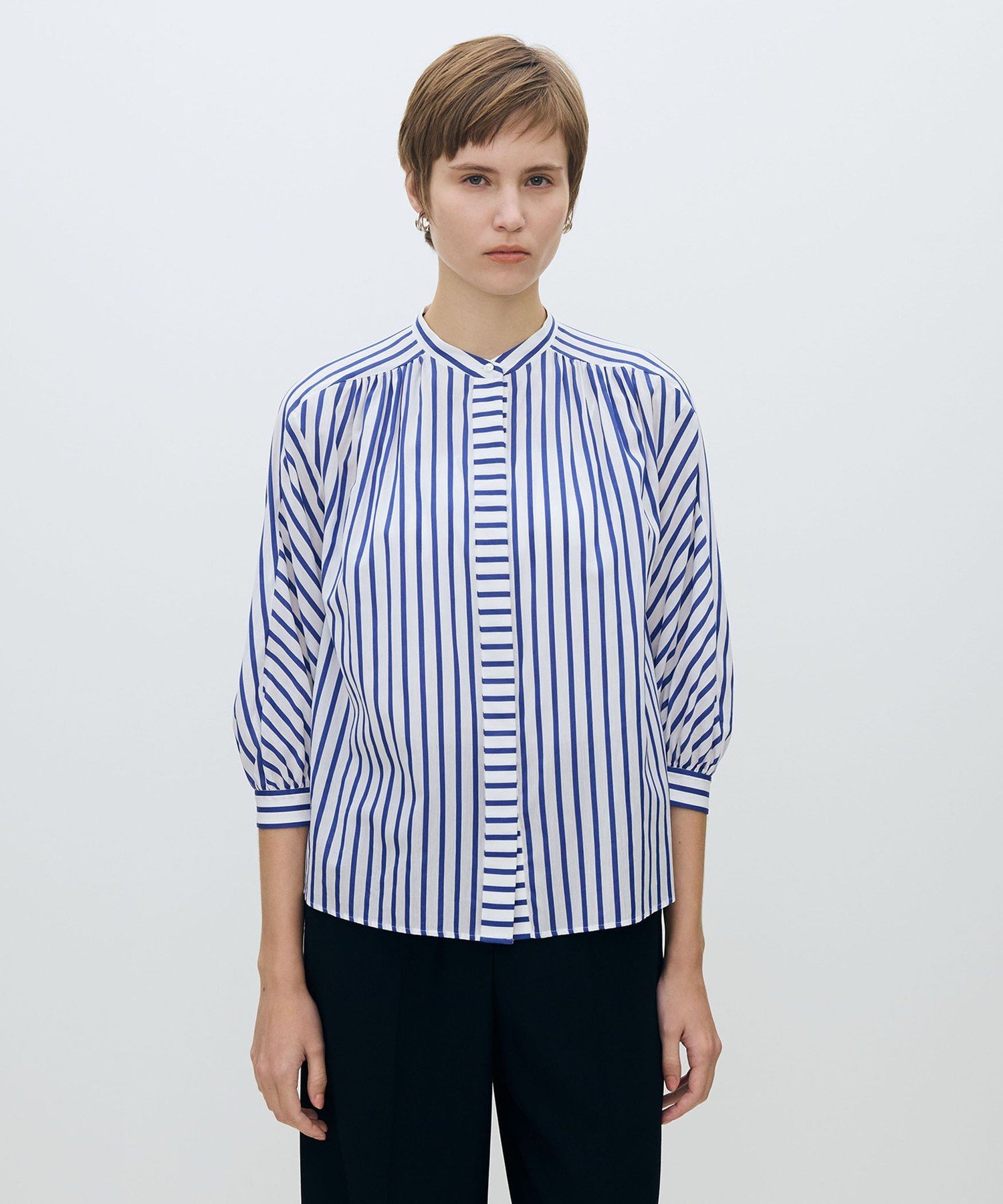 TOMORROWLAND｜トラックストライプ ギャザーブラウス | Rakuten