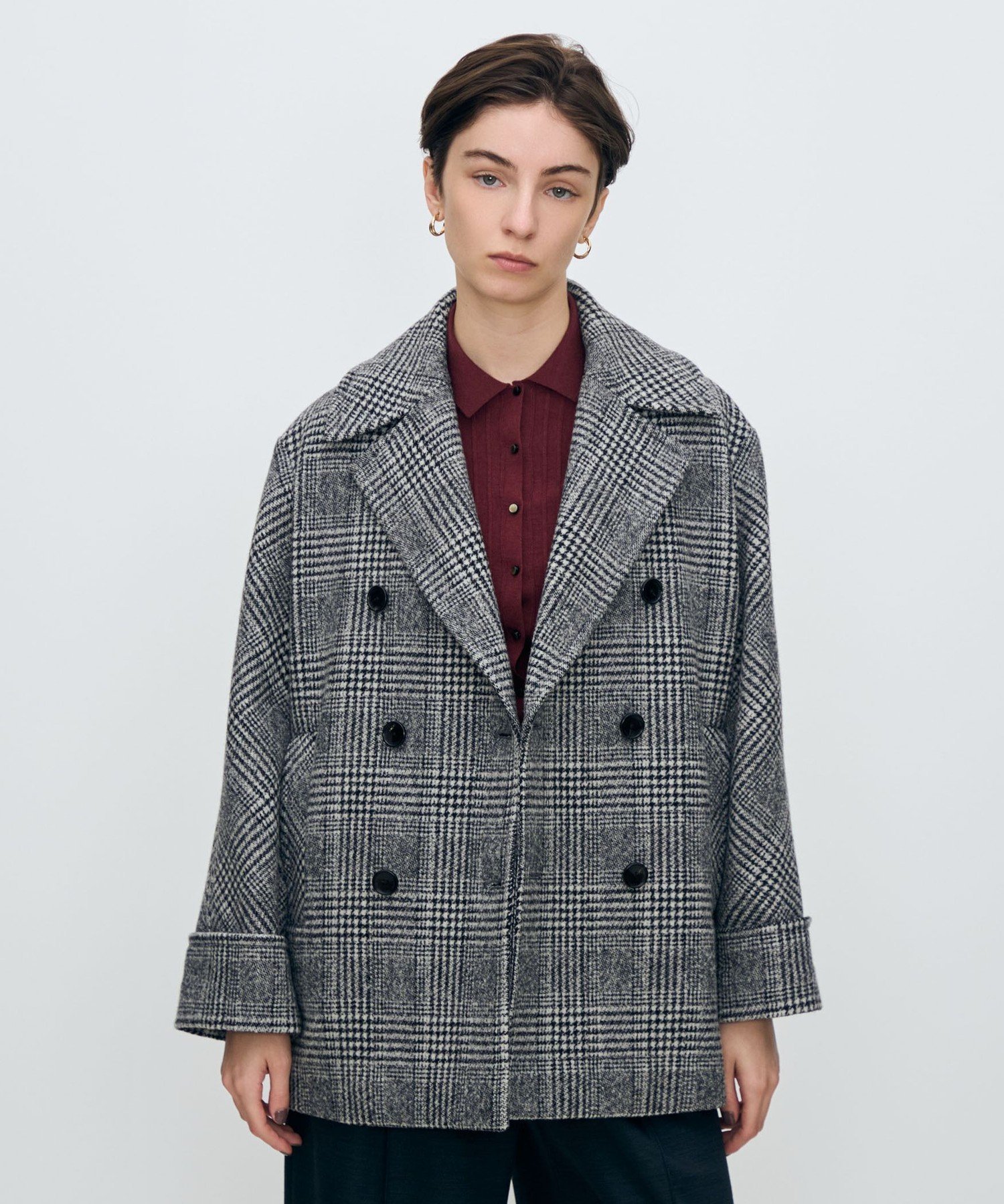 TOMORROWLAND｜ウールカシミヤグレンチェック ダブルブレストコート