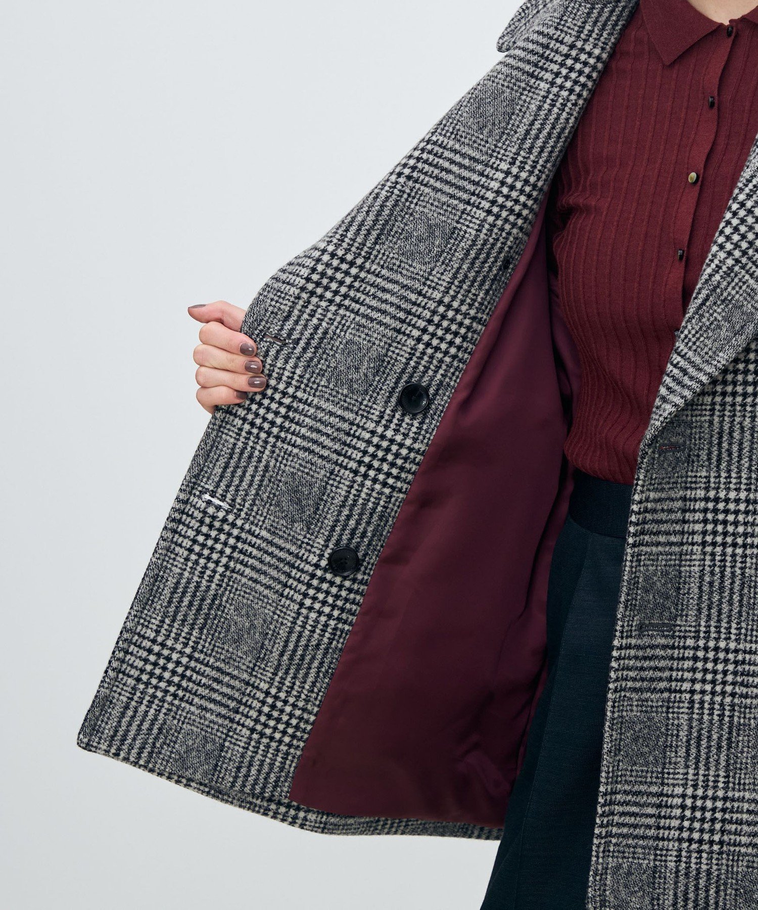 TOMORROWLAND｜ウールカシミヤグレンチェック ダブルブレストコート