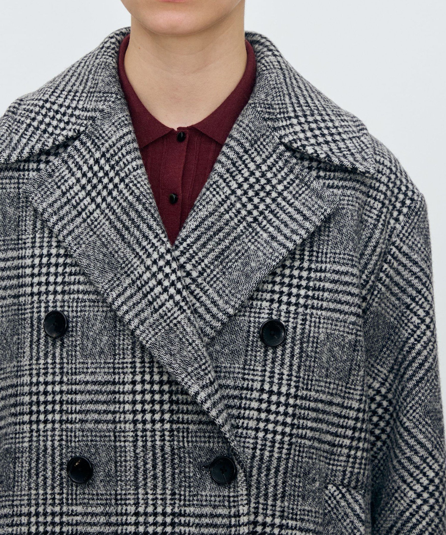 TOMORROWLAND｜ウールカシミヤグレンチェック ダブルブレストコート