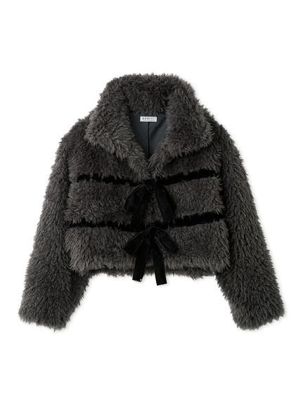 SNIDEL｜Sustainableリボンボアショートコート | Rakuten Fashion(楽天