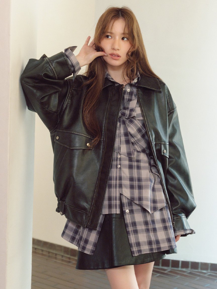 LILY BROWN｜ヴィンテージフェイクレザーブルゾン | Rakuten Fashion