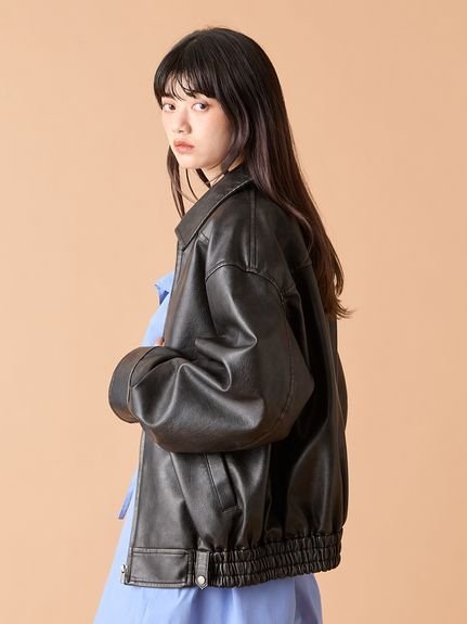 LILY BROWN｜ヴィンテージフェイクレザーブルゾン | Rakuten Fashion