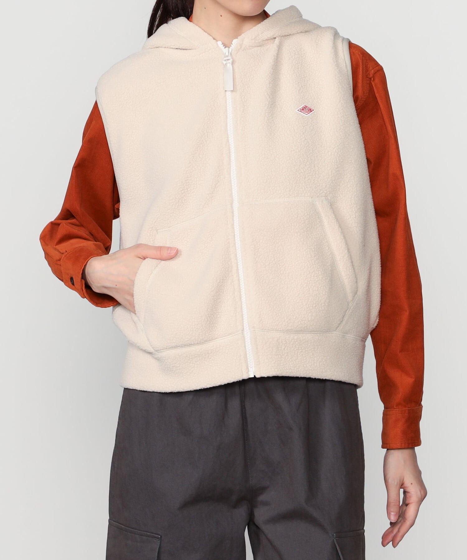 Bshop｜DANTON | ジップ フードボアベスト WOMEN | Rakuten Fashion