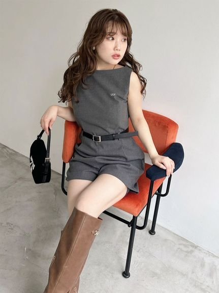 LILY BROWN｜ベルト付きミニロンパース | Rakuten Fashion(楽天
