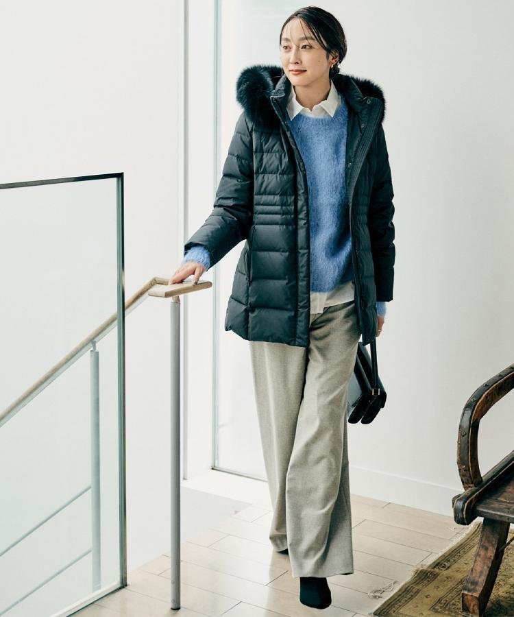 UNTITLED｜【はっ水機能/フード取り外し可】ミディダウンコート