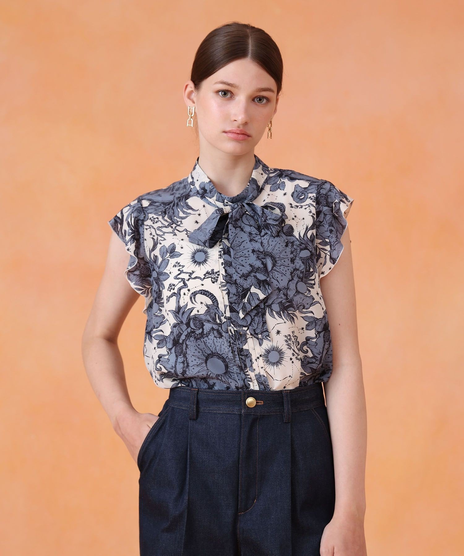 ANAYI｜コンスティレーションプリントボウタイブラウス | Rakuten