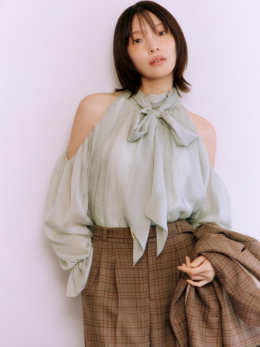 LILY BROWN｜【WEB限定カラー】ドレープボウタイシフォンブラウス