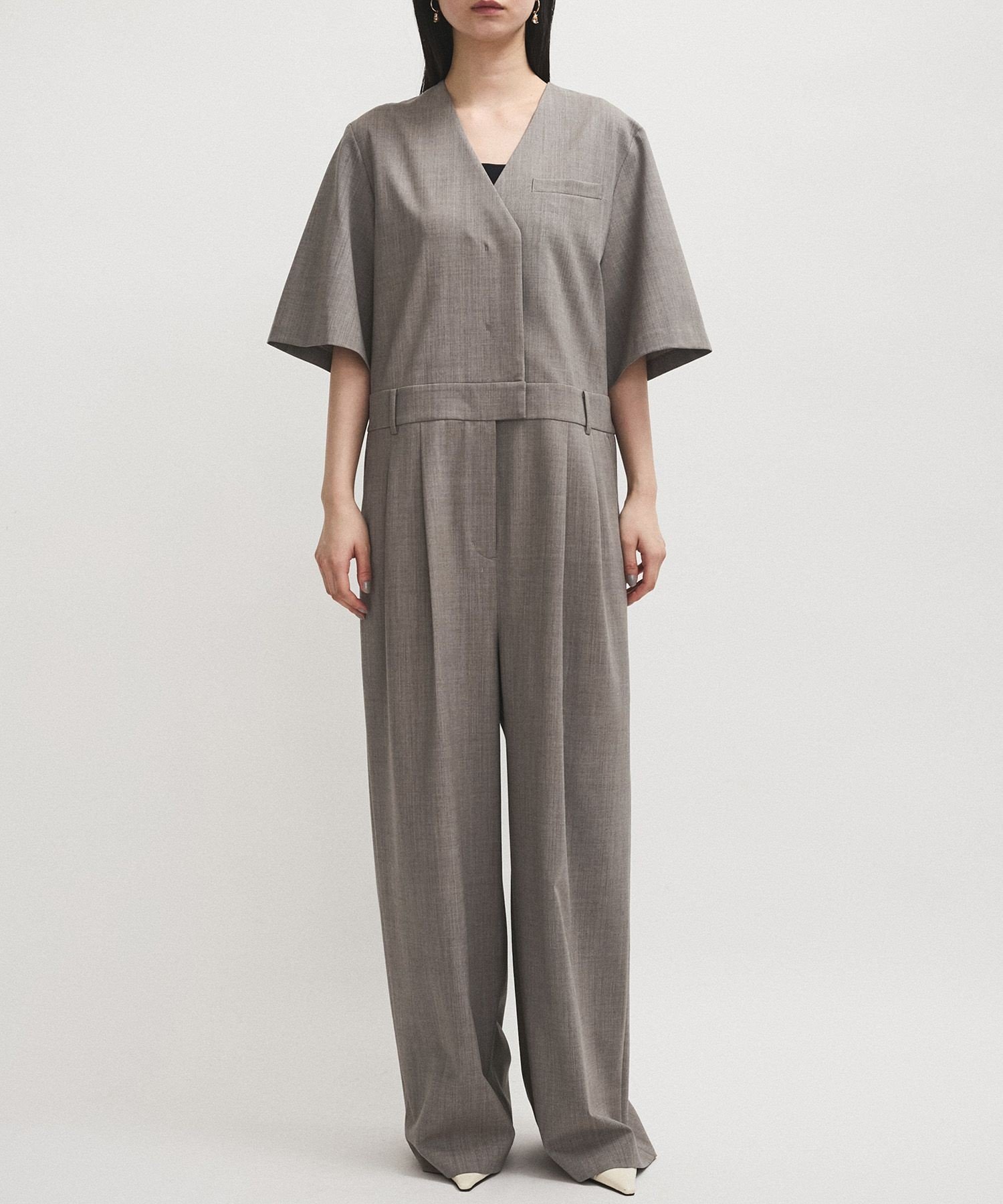 ADAM ET ROPE'｜【EMOELLE】ハーフスリーブVネックオールインワン