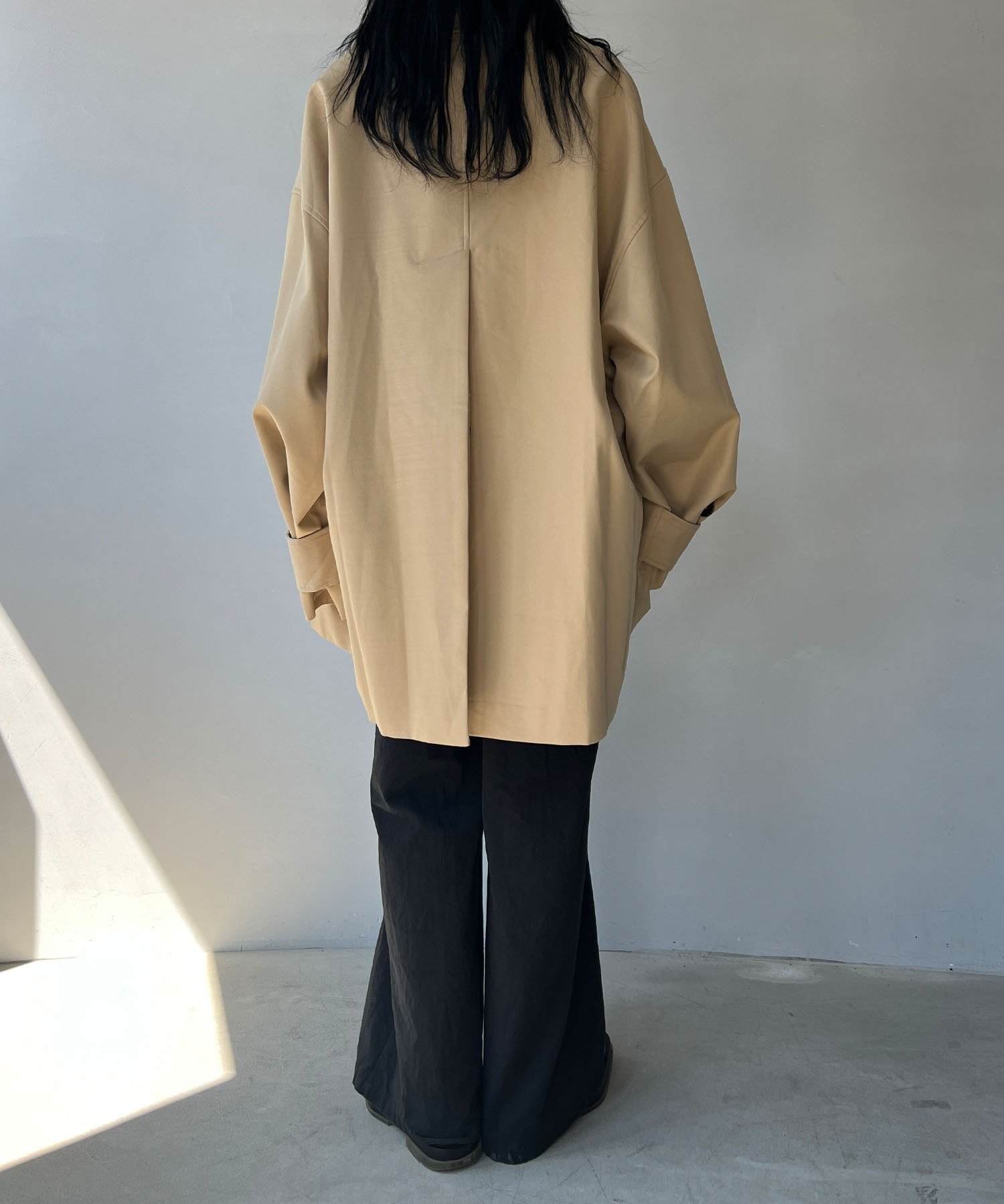 chuclla｜【LONSLAN】ワイドスリーブ ステンカラーオーバーコート