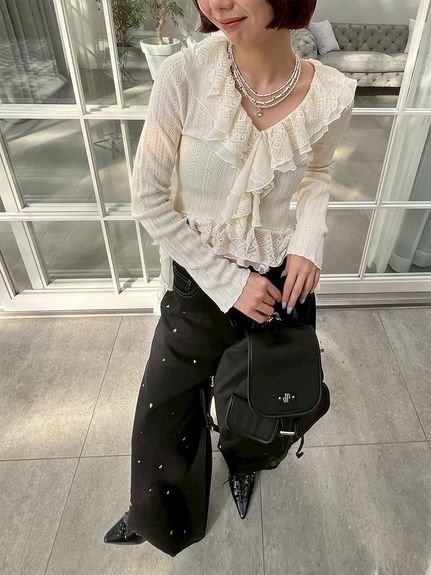 LILY BROWN｜ボリュームフリルニットトップス | Rakuten Fashion(楽天